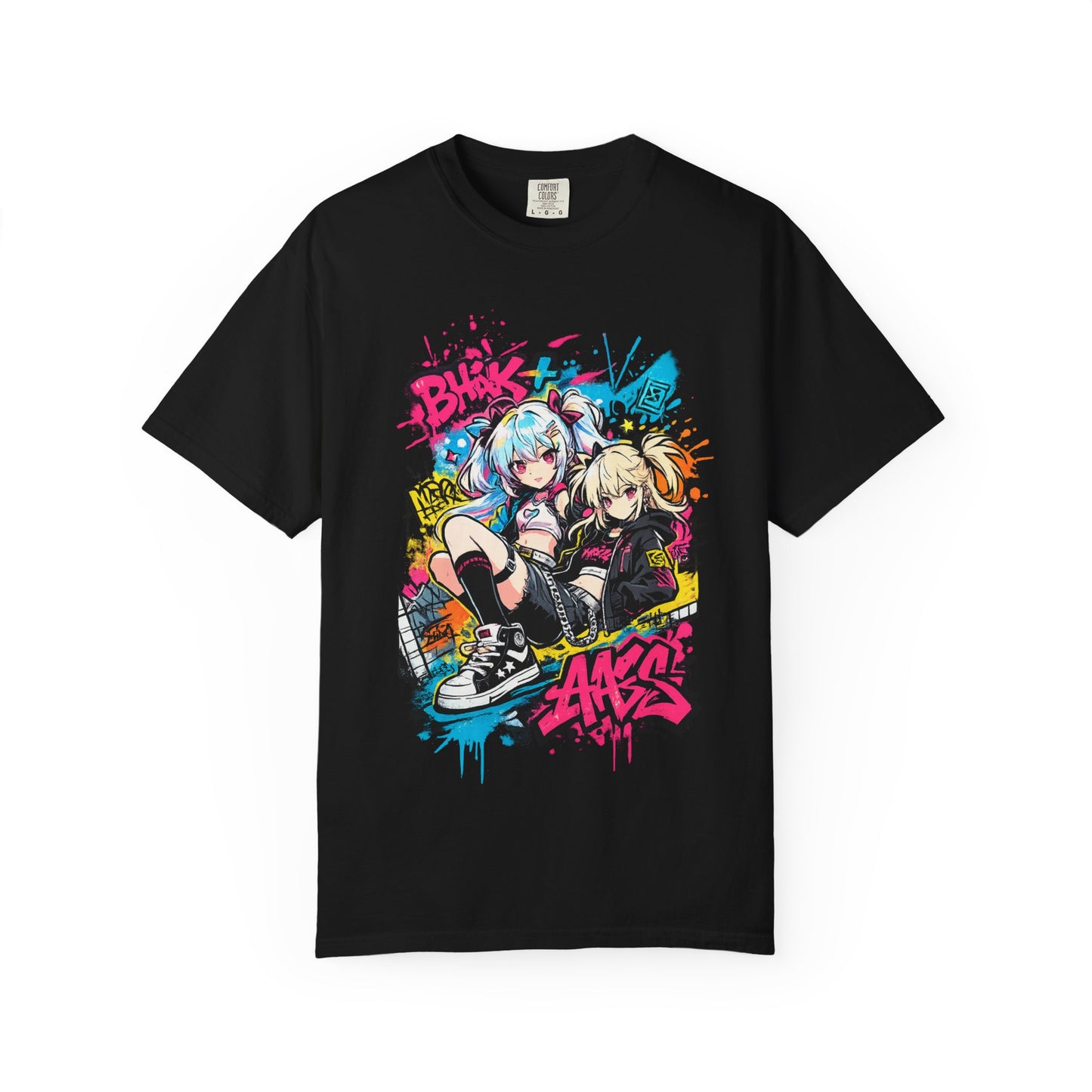 Anime Streetwear T-Shirt — 'Bucks & Sakes' Graffiti Girls Graphic Tee