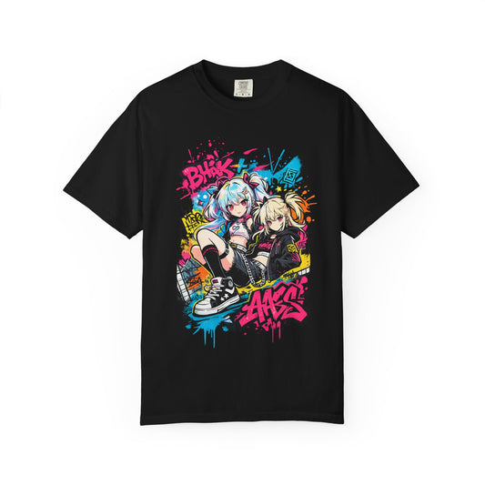 Anime Streetwear T-Shirt — 'Bucks & Sakes' Graffiti Girls Graphic Tee
