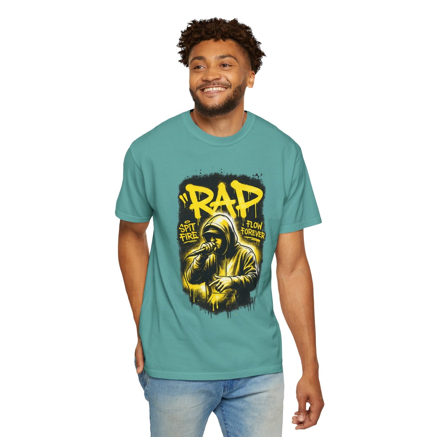 Rap Microphone Graphic T-Shirt — Spit Fire Flow Forever Hip Hop Tee
