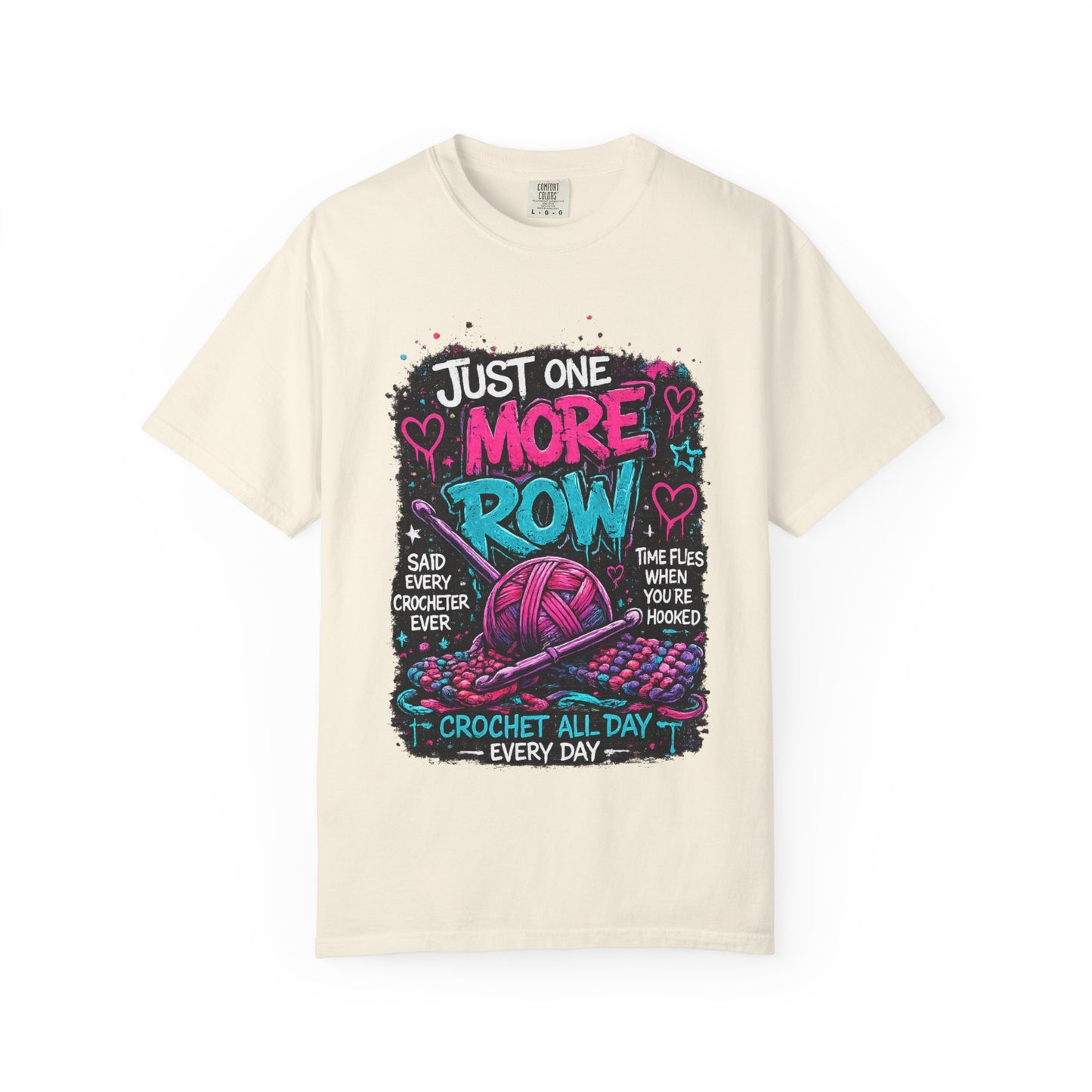 Crochet T‑Shirt — "Just One More Row" Yarn Lover Tee