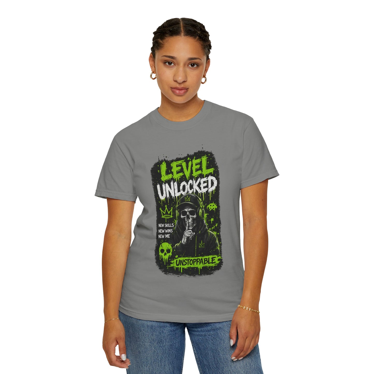 Level Unlocked Skull T-Shirt — Unstoppable Gamer Graphic Tee