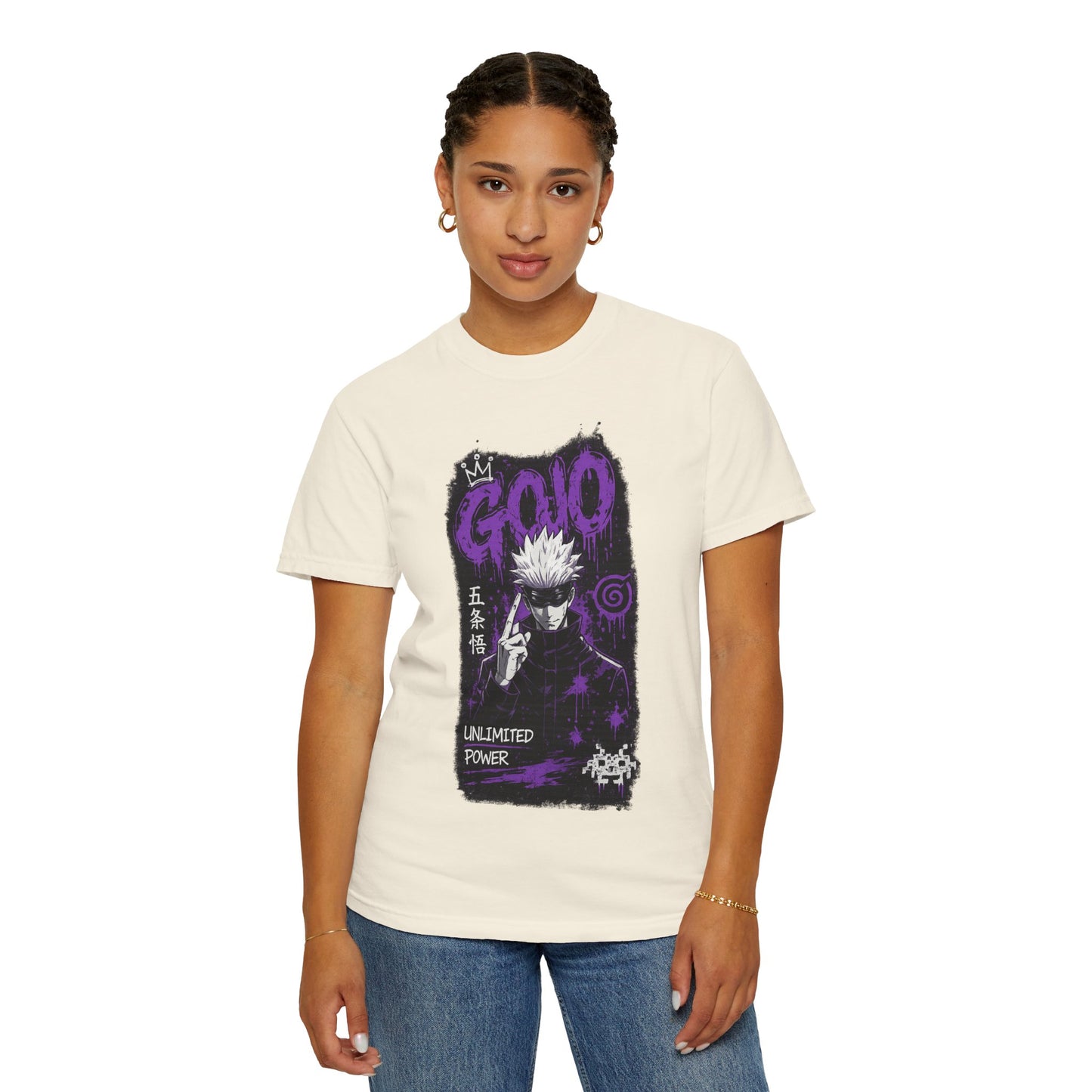 Anime Graphic T-Shirt — "Gojo Unlimited Power" White Tee