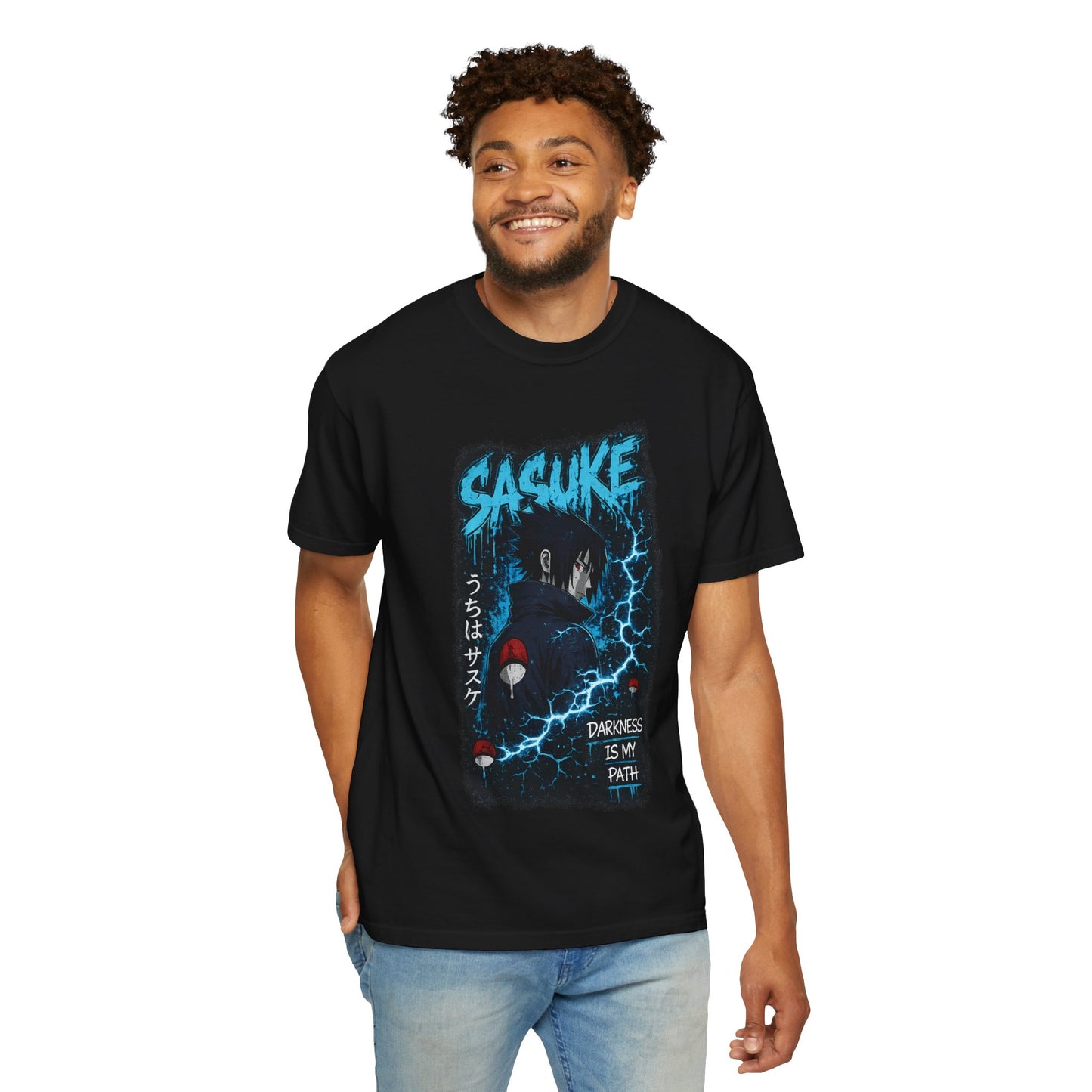 Sasuke Anime T-Shirt — "Darkness Is My Path" Graphic Tee