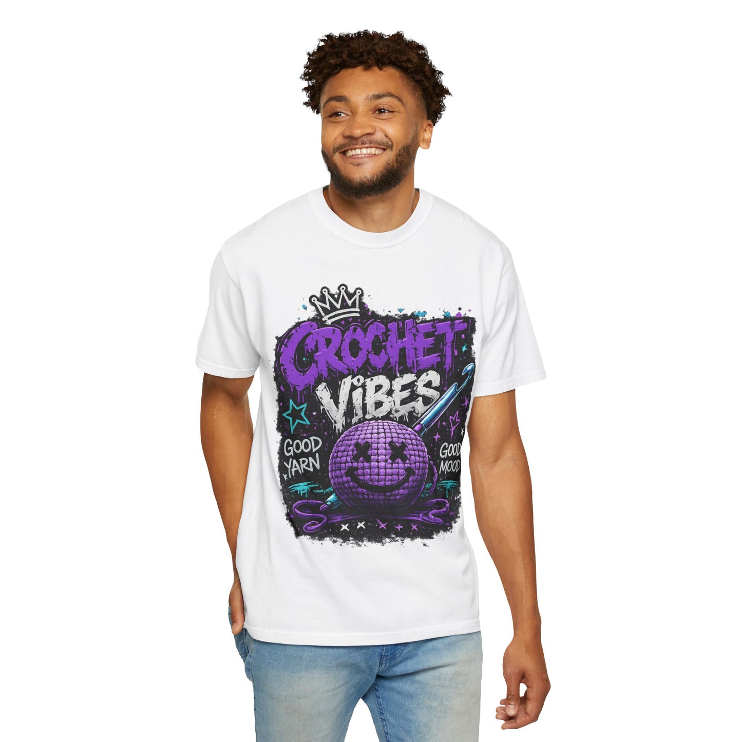Crochet Vibes T-Shirt — 'Good Yarn, Good Mood' Graphic Tee