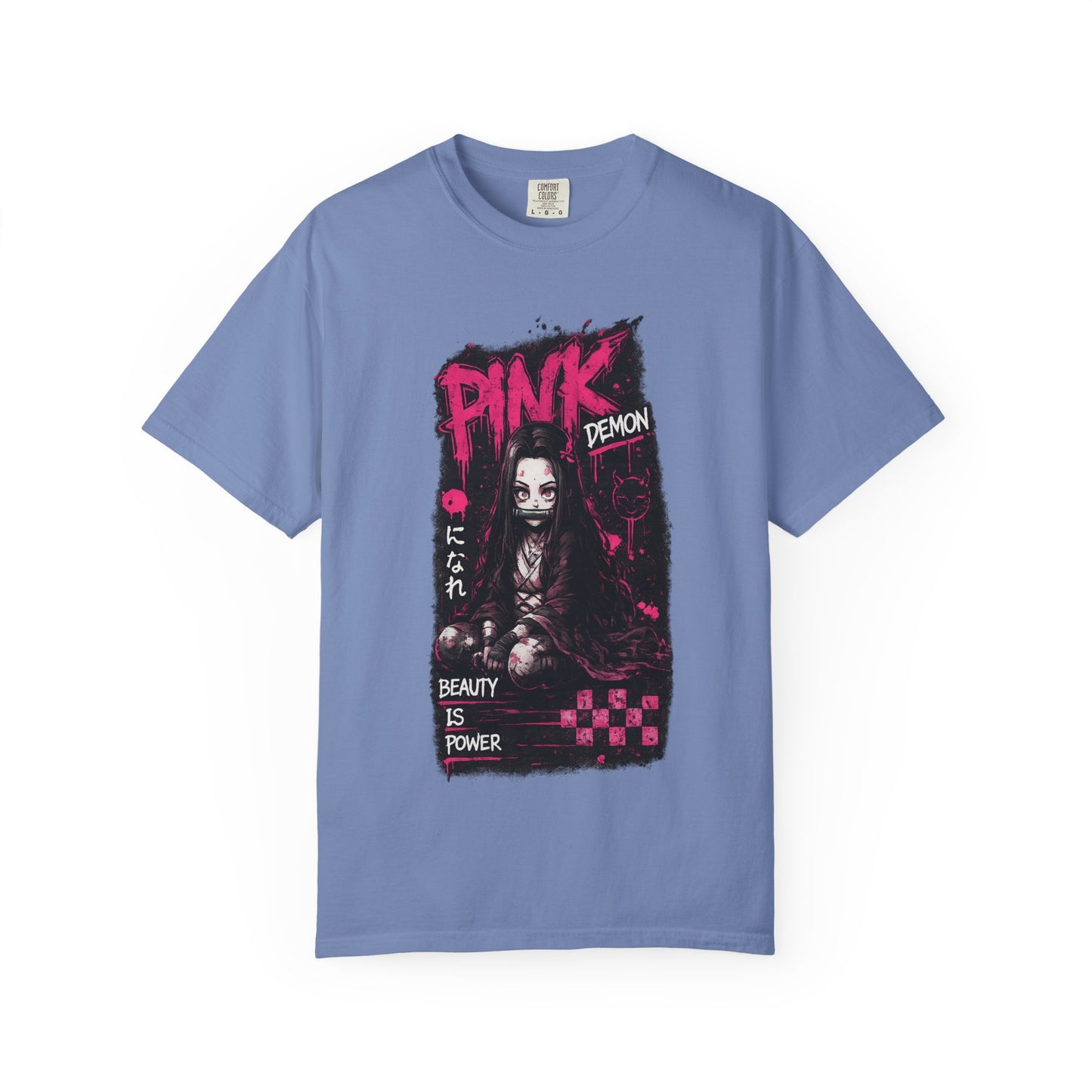 Pink Demon Graphic T-Shirt — 'Beauty Is Power' Anime Tee