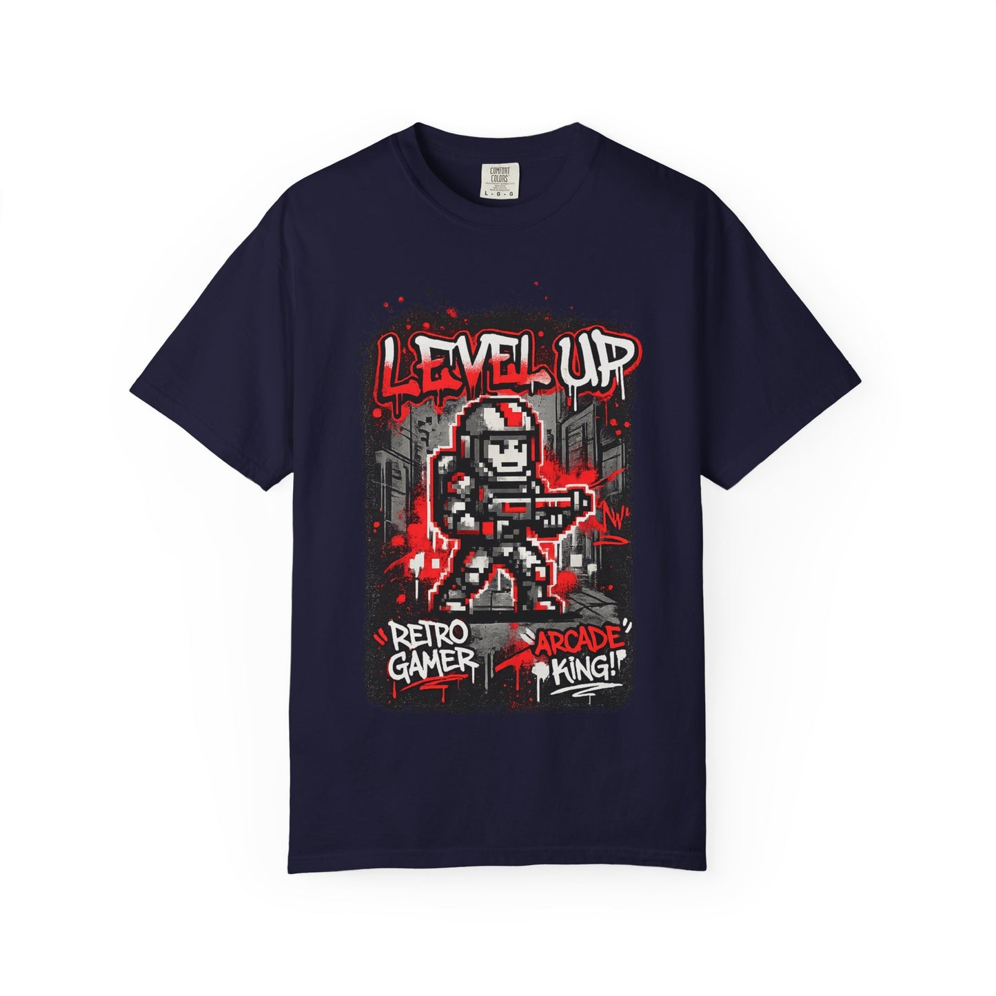 Level Up Retro Gamer T-Shirt — Arcade King Pixel Shooter Tee