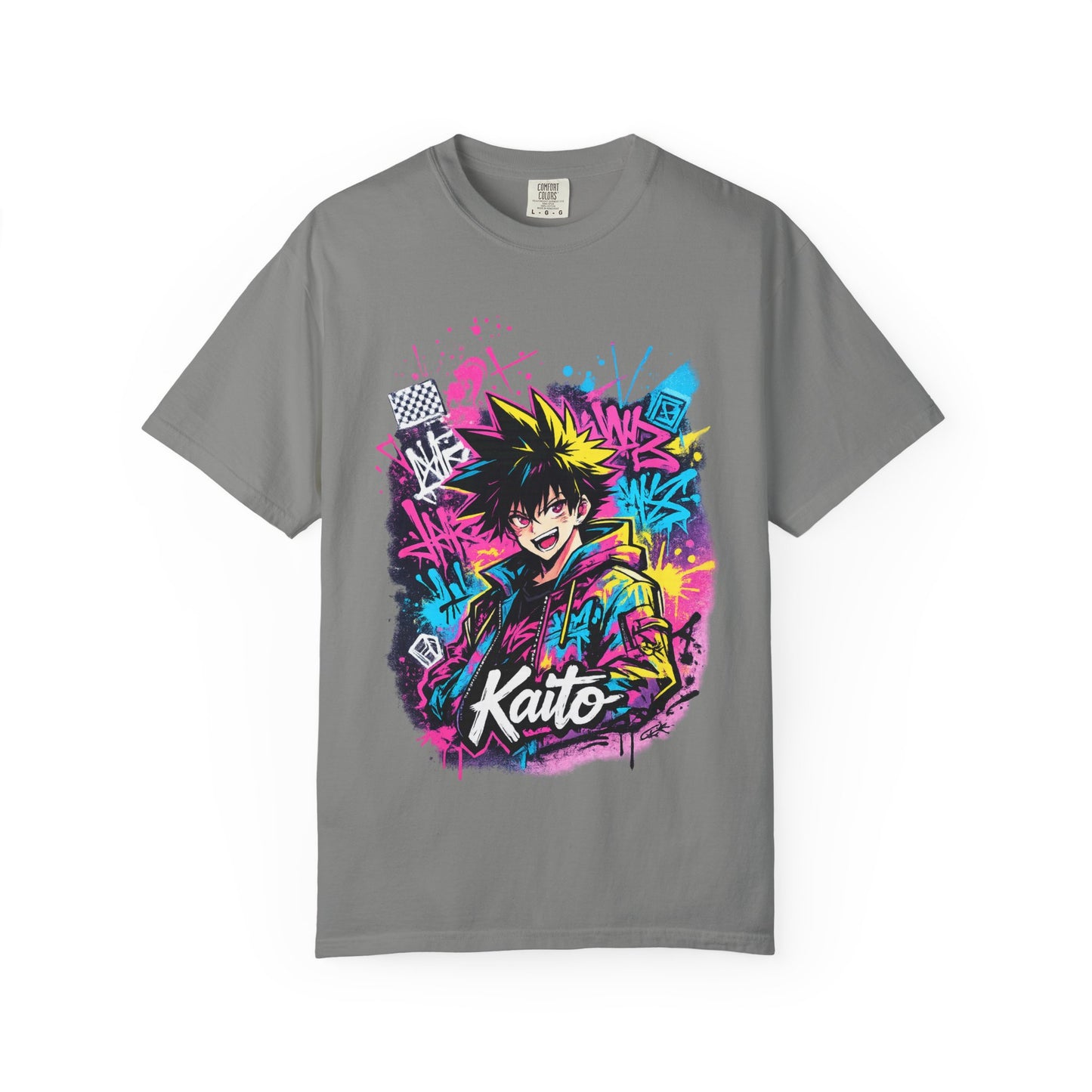 Kaito Anime Streetwear T-Shirt — Neon Graffiti Character Tee