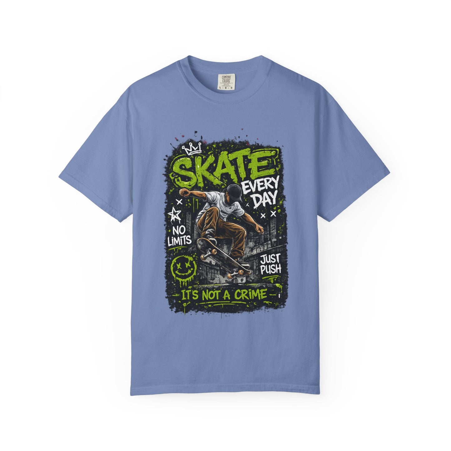 Skate Every Day Graphic T-Shirt — "It's Not a Crime" Skateboard Tee