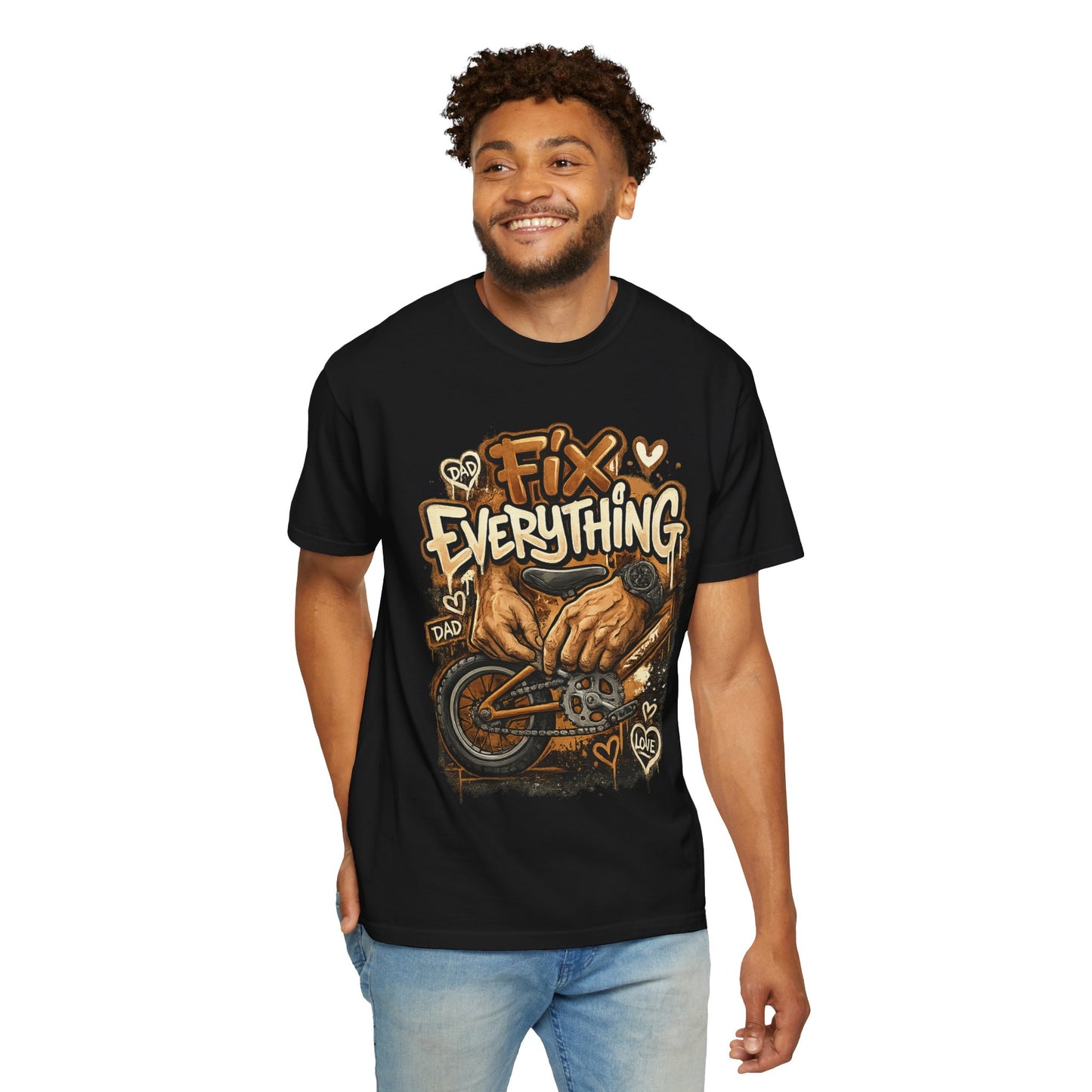 Fix Everything hands repairing bicycle T-Shirt | mechanic repair art