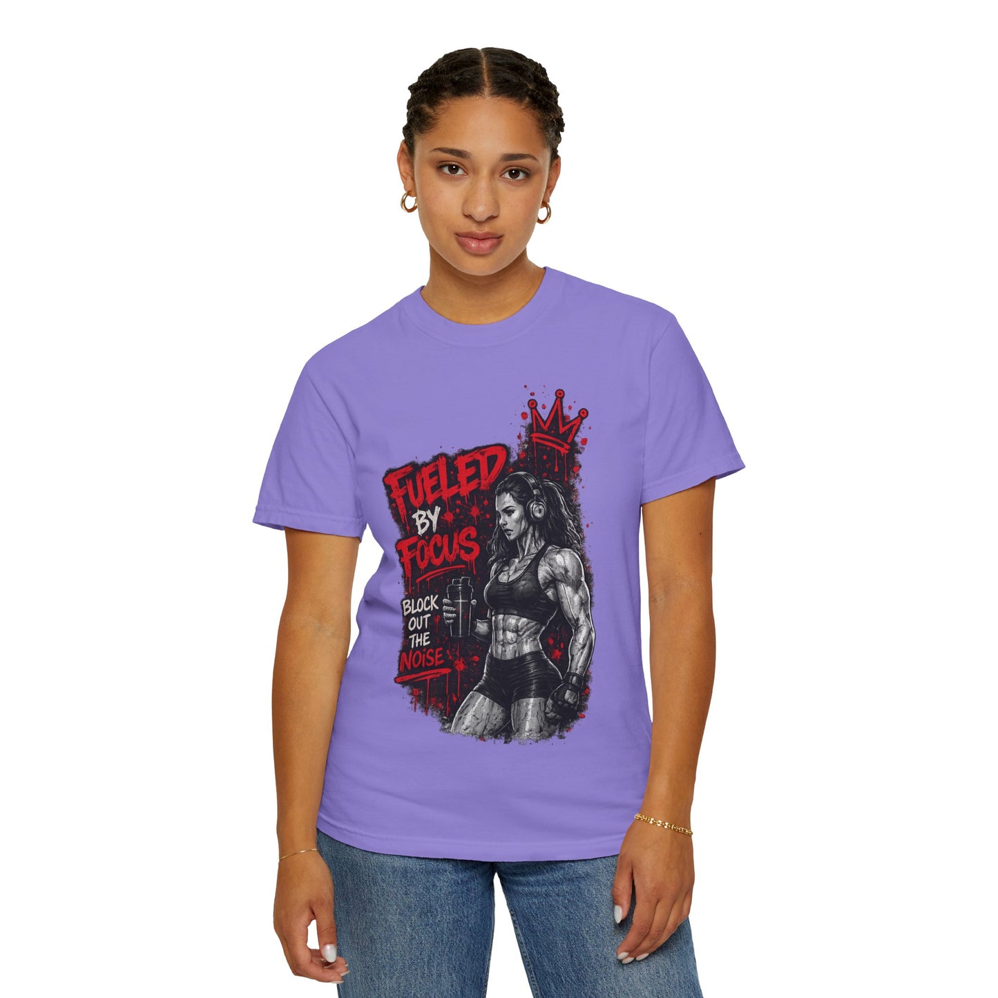 Fueled by Focus T-Shirt — Women’s Fitness Graphic Tee ("Block Out the Noise")
