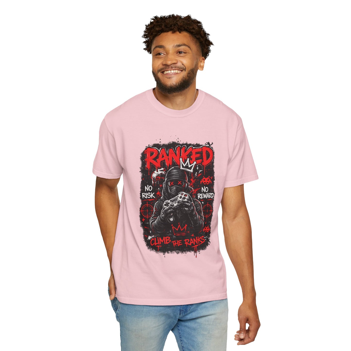 Ranked Climber Graphic Tee | Gamer Skull, No Risk No Reward