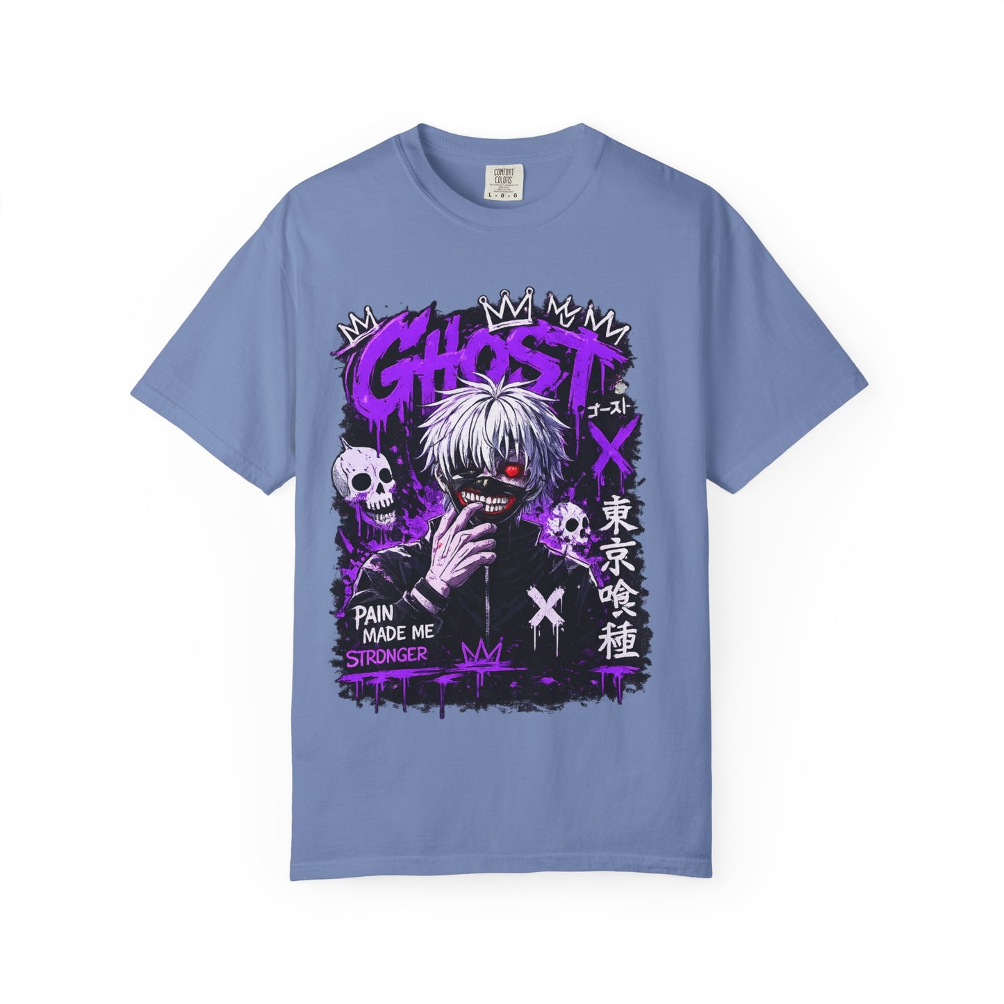 Ghost Anime T-Shirt — Tokyo Ghoul Style Graphic Tee ("Pain Made Me Stronger")