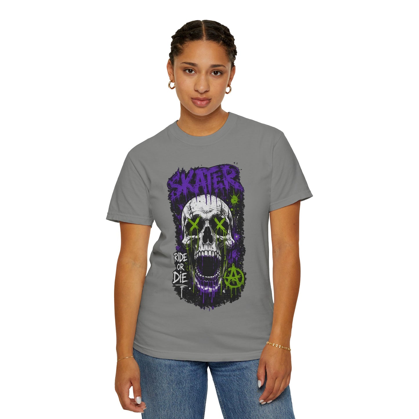Skater Skull T-Shirt — "Ride or Die" Graphic Tee