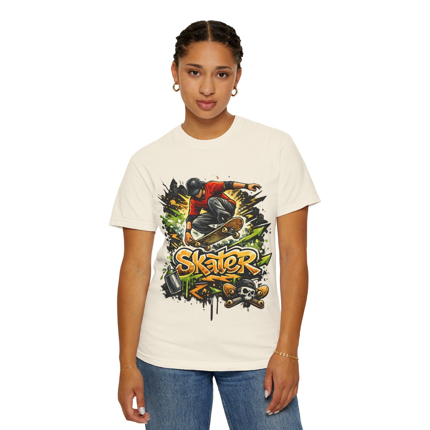 Skater Graphic T-Shirt - Unisex Garment-Dyed Tee for Skate Lovers