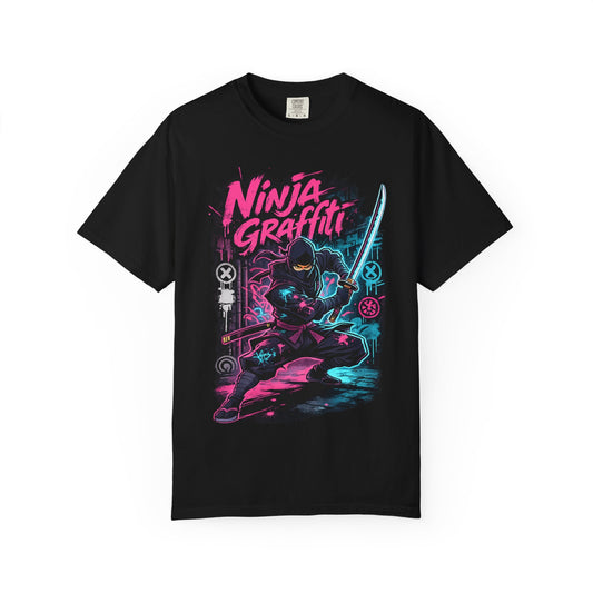 Ninja Graffiti T-Shirt — Neon Samurai Street Art Tee