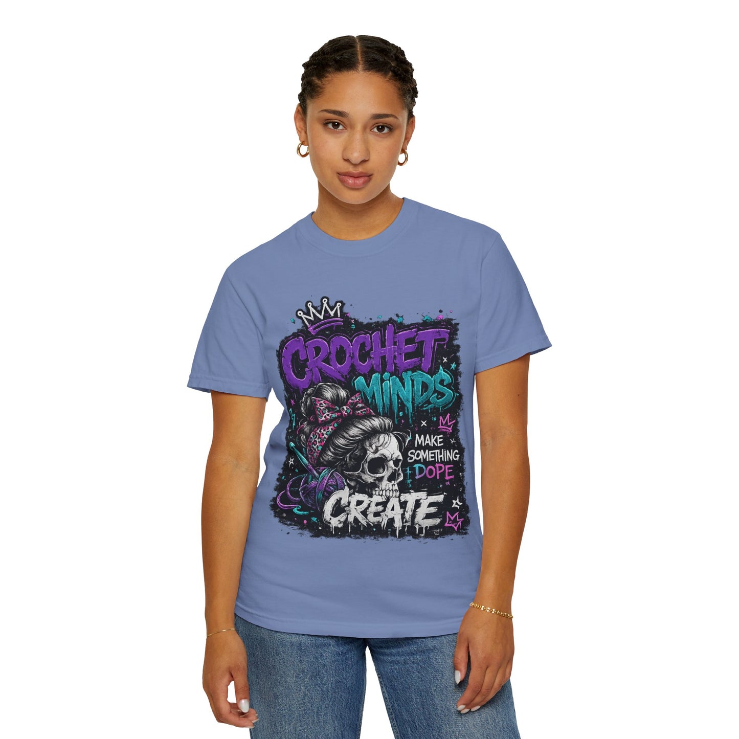 Crochet Minds 'Make Something Dope' Graphic T-Shirt — Edgy Crochet Skull Tee