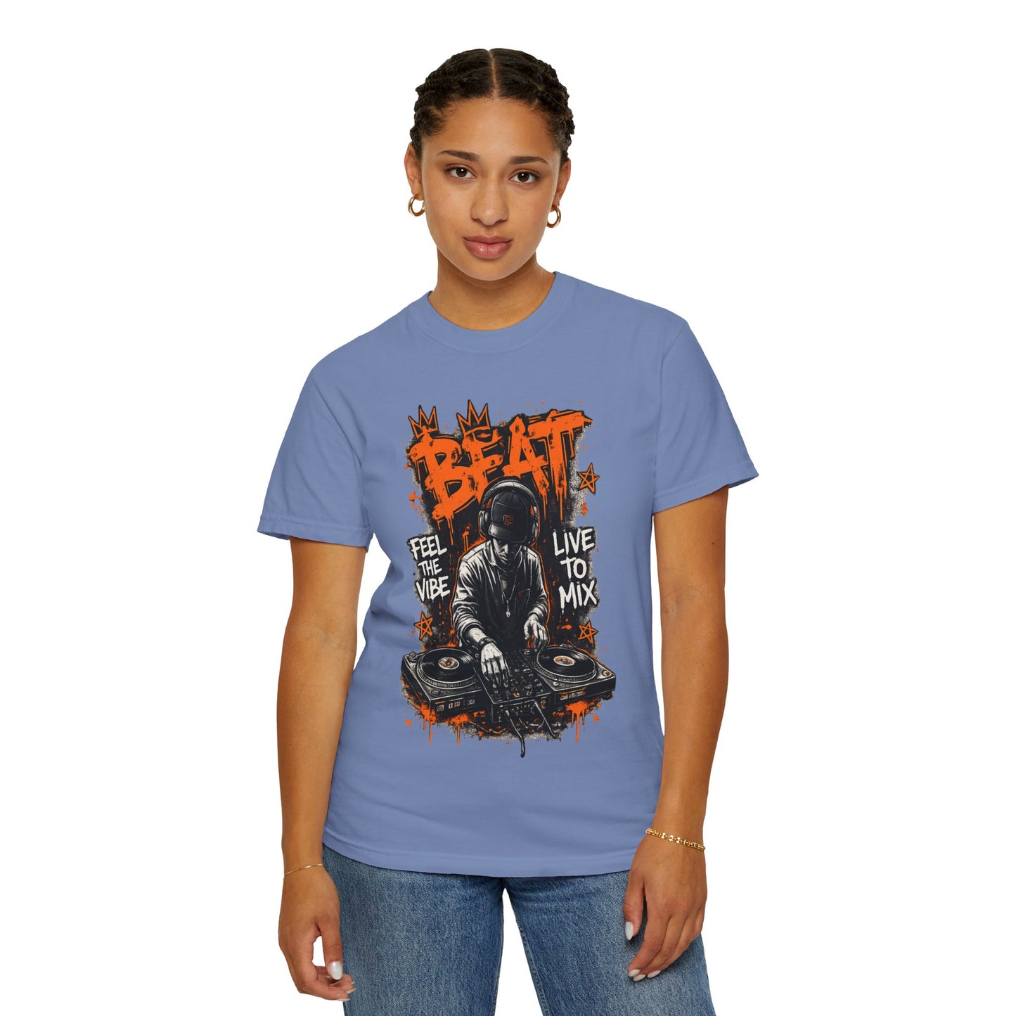 DJ Graffiti Tee – "Beat: Feel the Vibe, Live to Mix" Music Producer T-Shirt