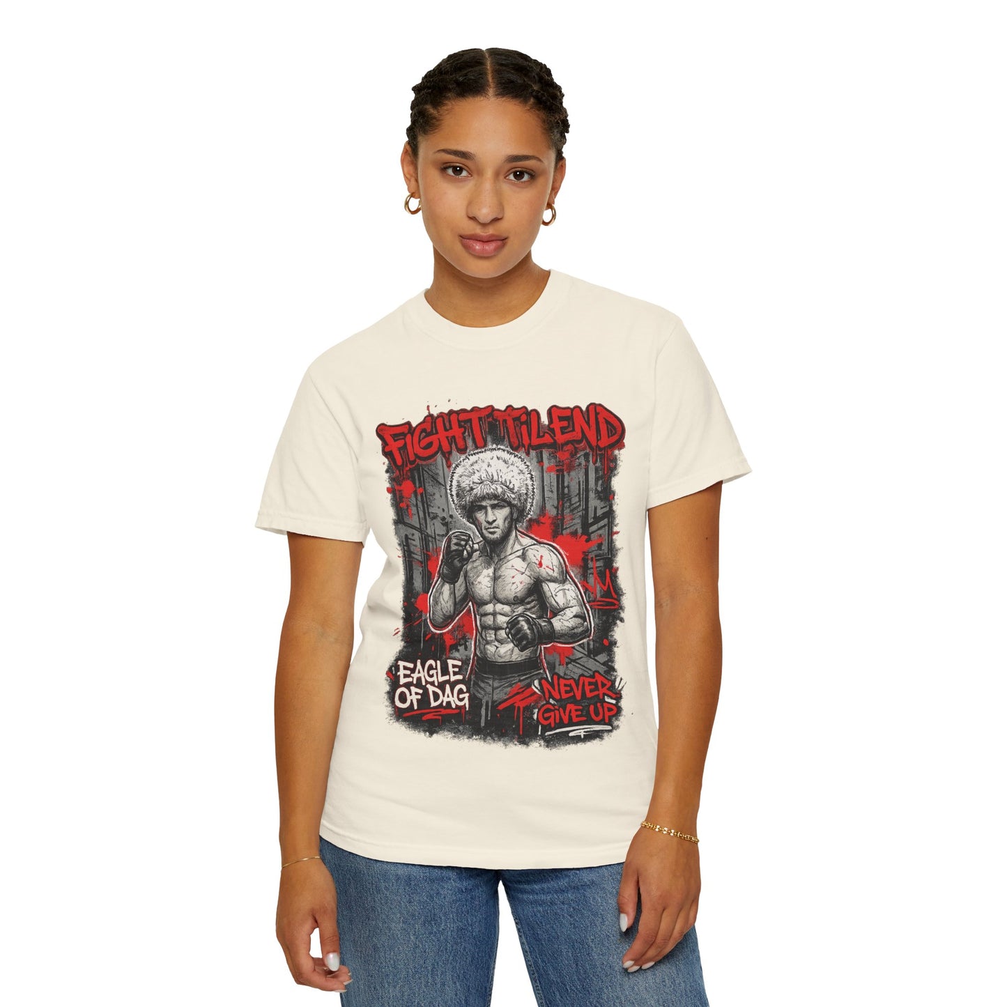 Fight Milend Boxing T-Shirt — "Eagle of Dag" Never Give Up Graphic Tee
