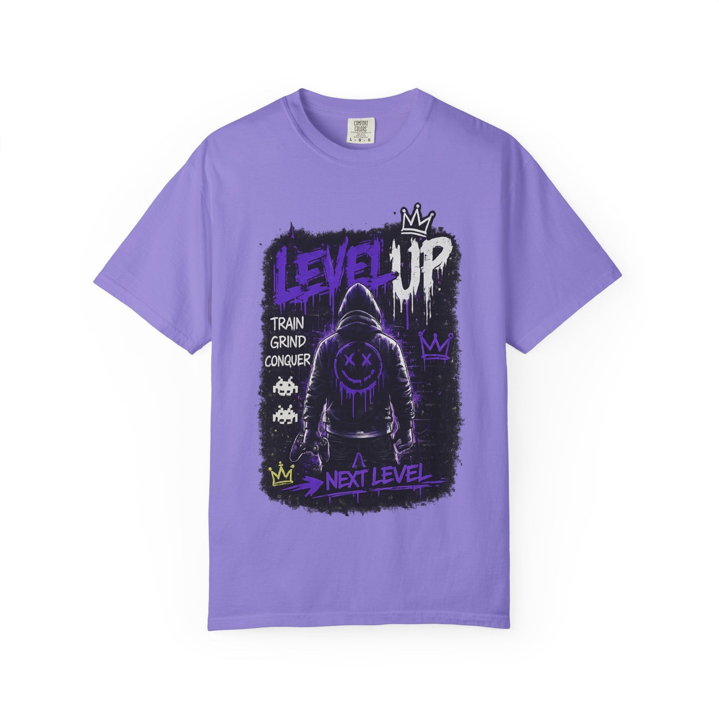 Level Up Graphic T-Shirt — 'Train Grind Conquer' Next Level Gamer Tee