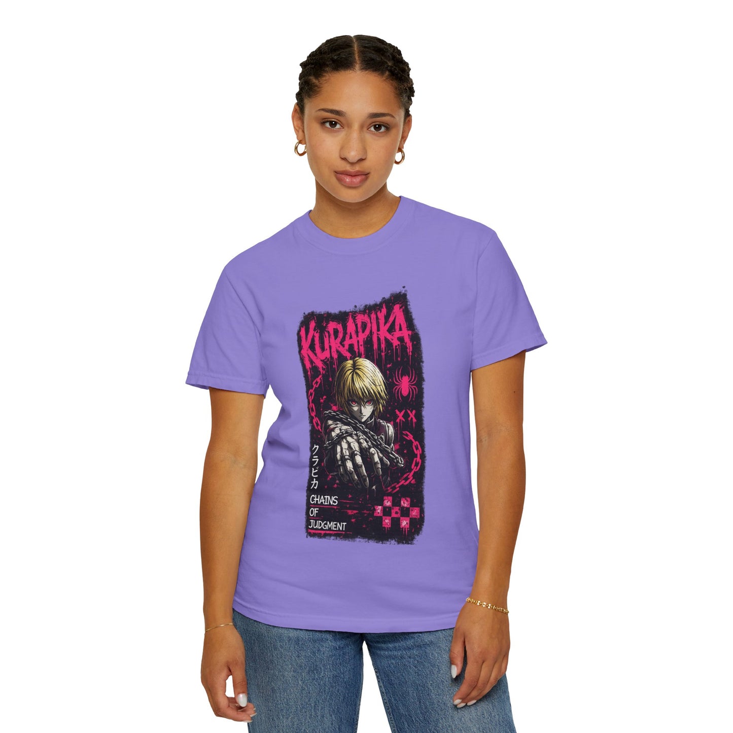 Kurapika Graphic T-Shirt — Anime Thriller 'Chains of Judgment' Tee