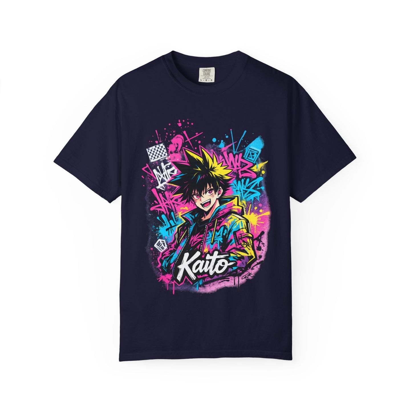 Kaito Anime Streetwear T-Shirt — Neon Graffiti Character Tee