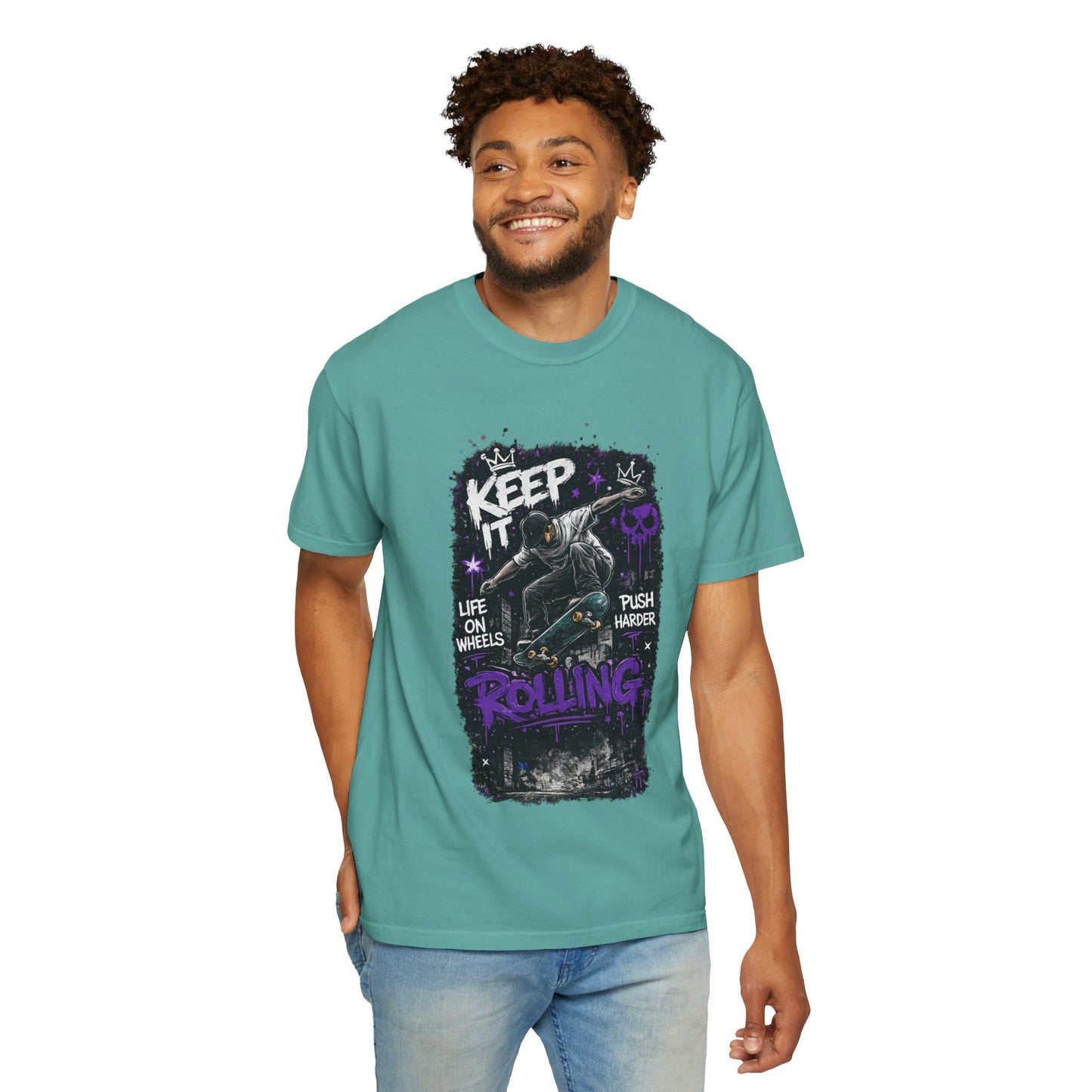 Keep It Rolling Skateboard T-Shirt — "Keep It Rolling" Graphic Tee
