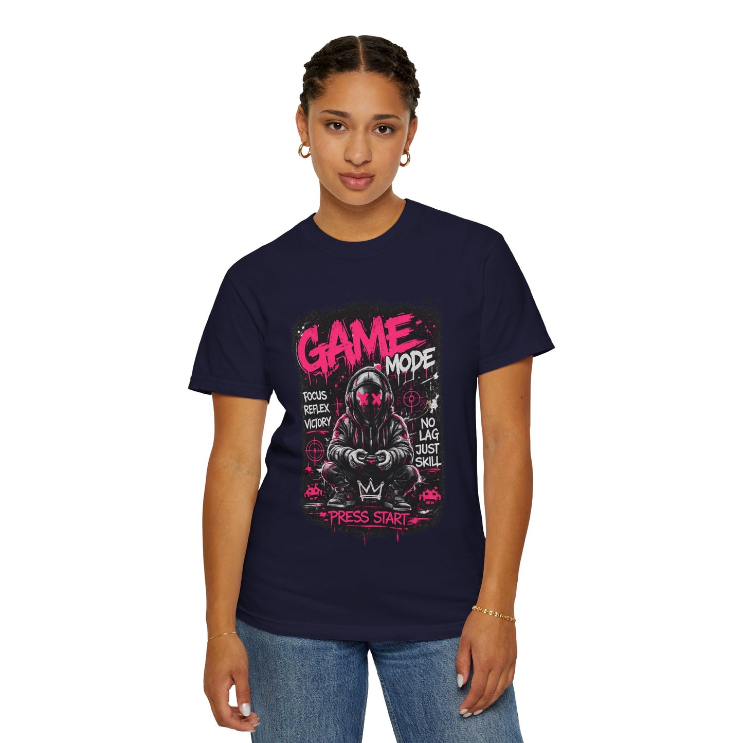 Game Mode Gamer Skull joystick graphic T-Shirt | Press Start gaming design