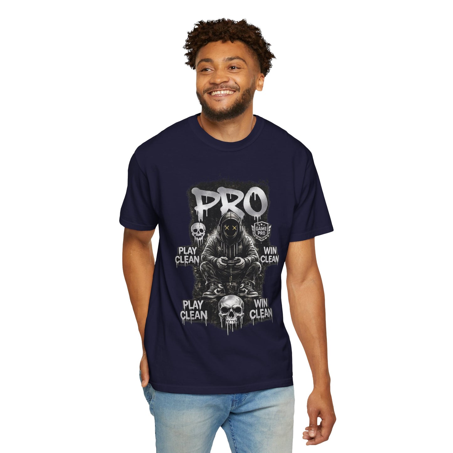 Pro Gamer Grim Reaper T-shirt | Play Clean Win Clean, Skull Controller Design