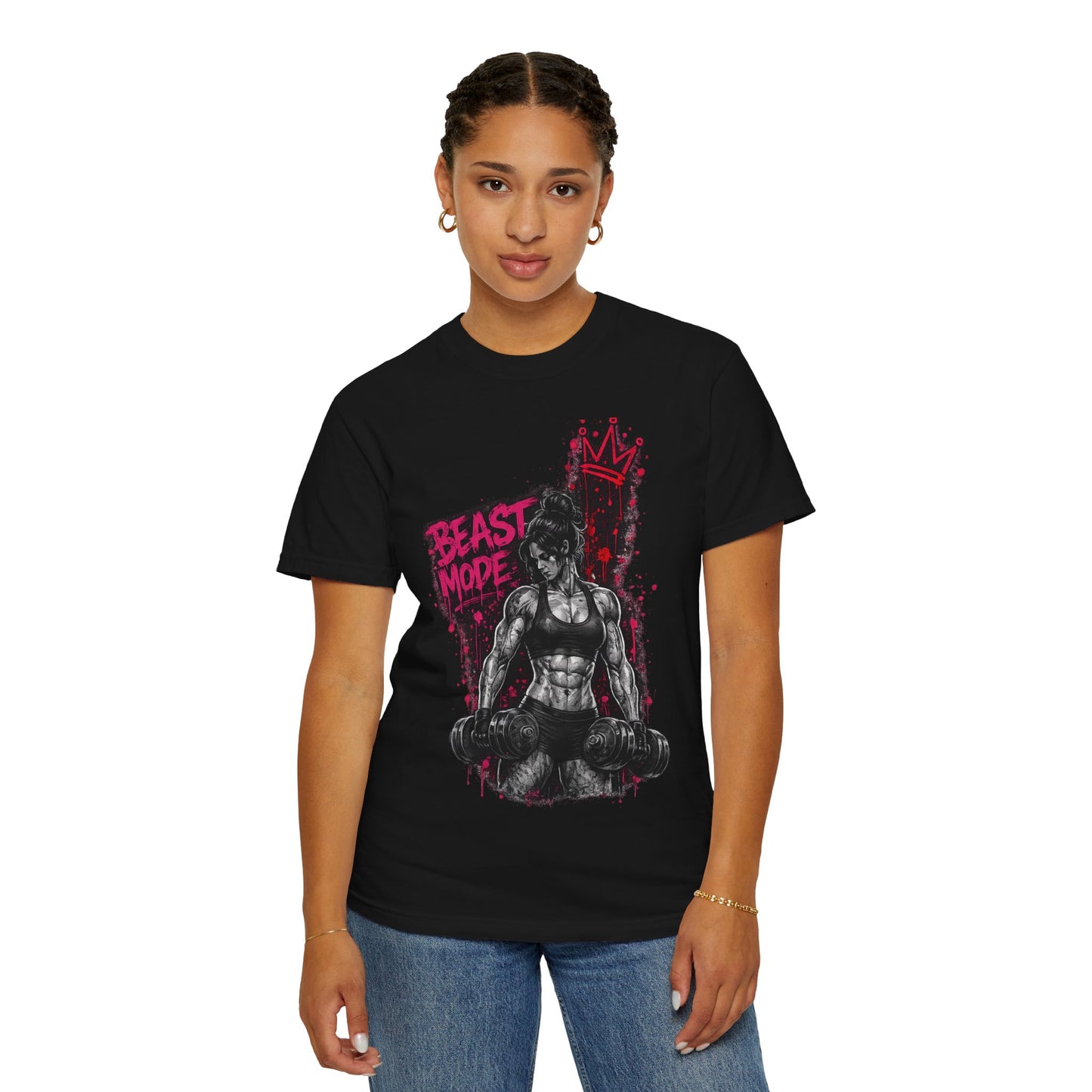 Beast Mode Crown T‑Shirt — Women's Fitness Graphic Tee
