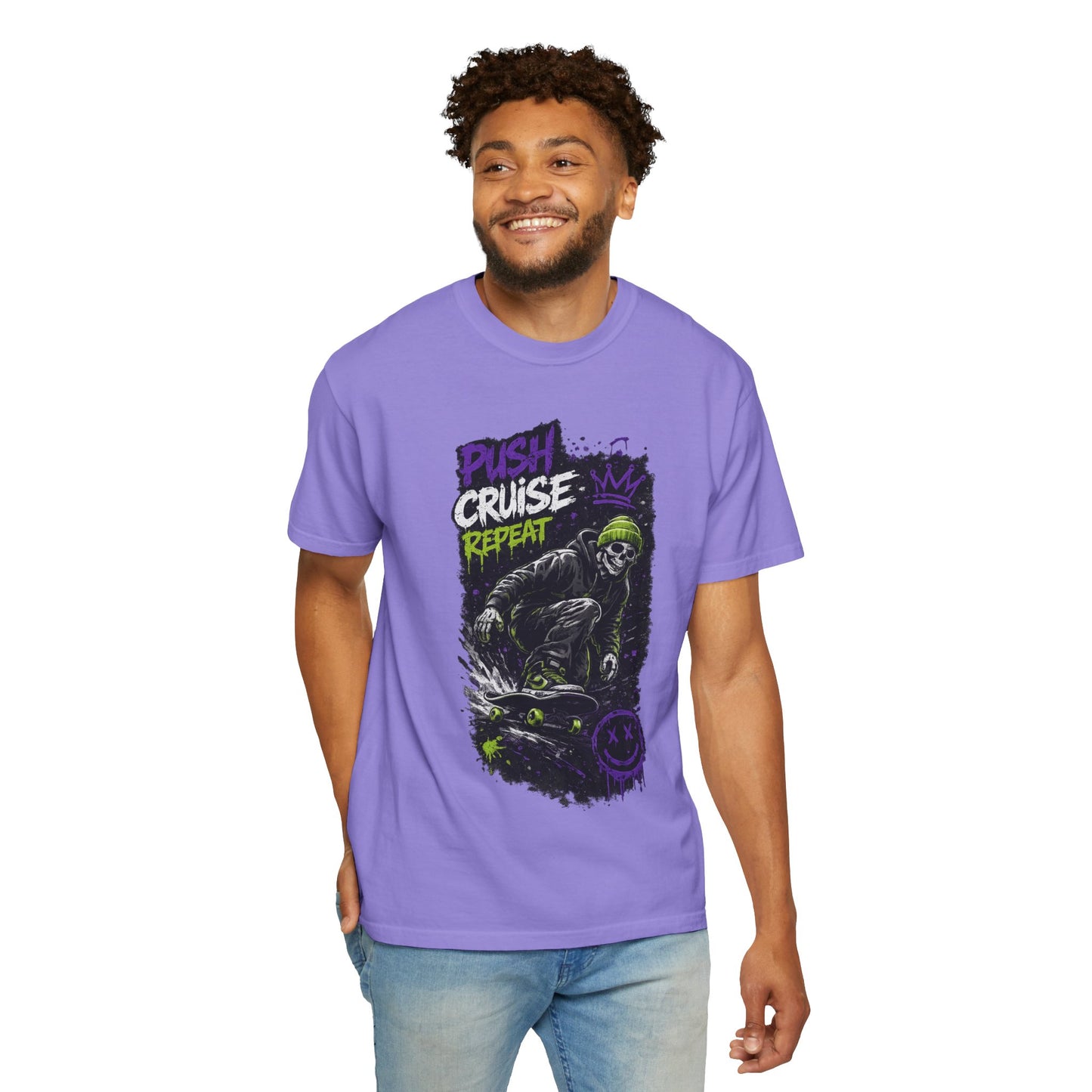 Skater Skull 'Push Cruise Repeat' T‑Shirt