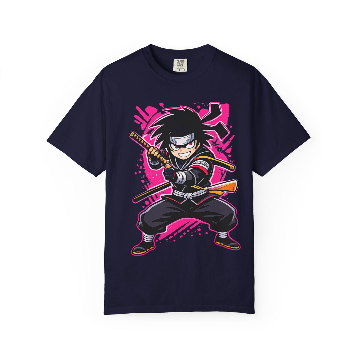 Ninja Warrior Graphic T-Shirt — Fierce Samurai Cartoon Tee for Anime Fans