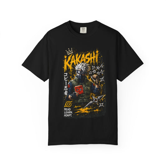 Kakashi Graphic T-Shirt — Anime Ninja Print, 'Read. Learn. Adapt.'