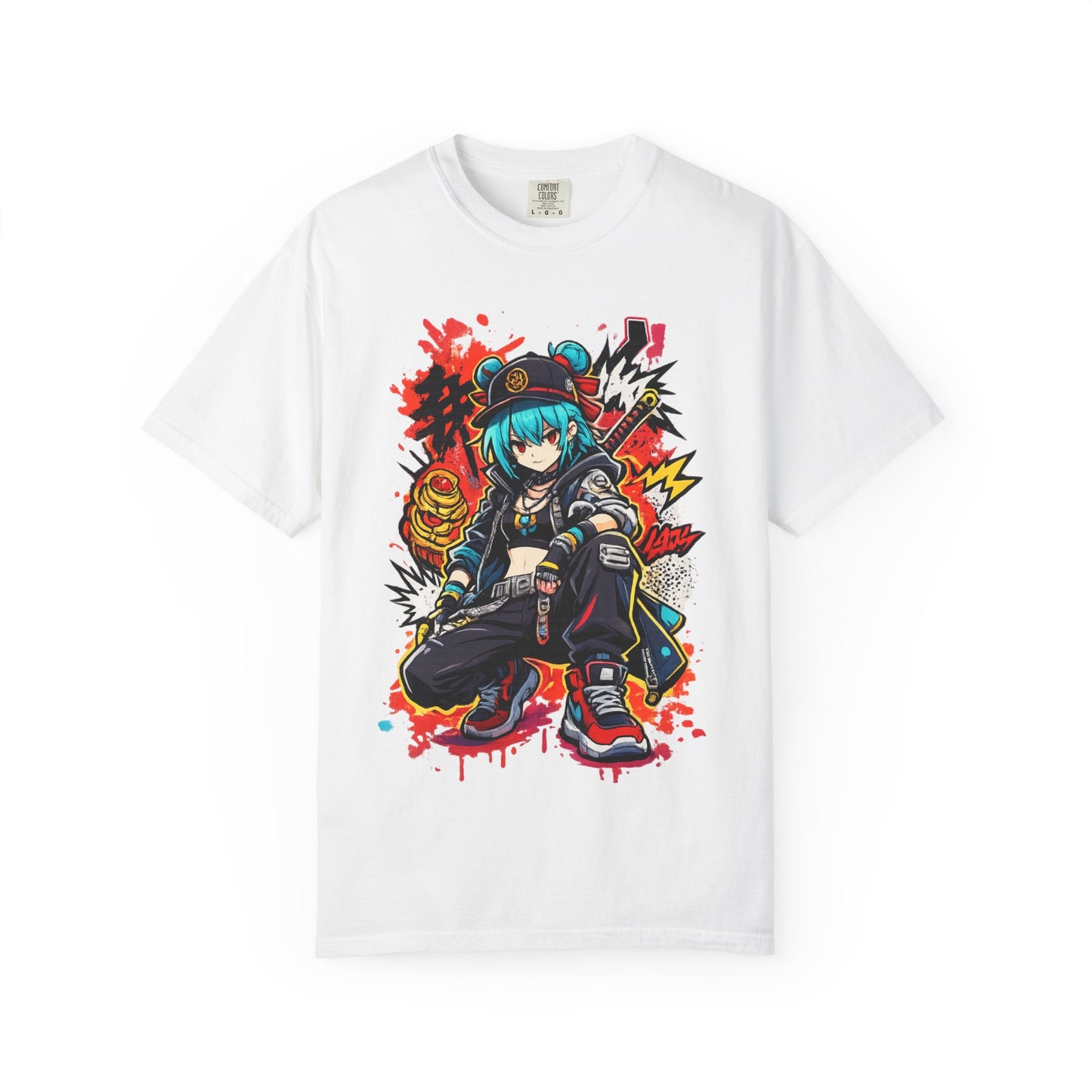 Anime Streetwear T-Shirt — Cool Girl Squatting Graphic Tee
