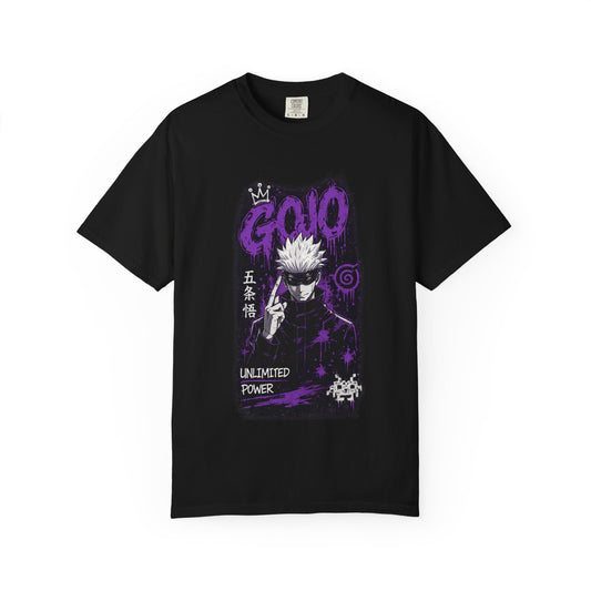 Anime Graphic T-Shirt — "Gojo Unlimited Power" White Tee
