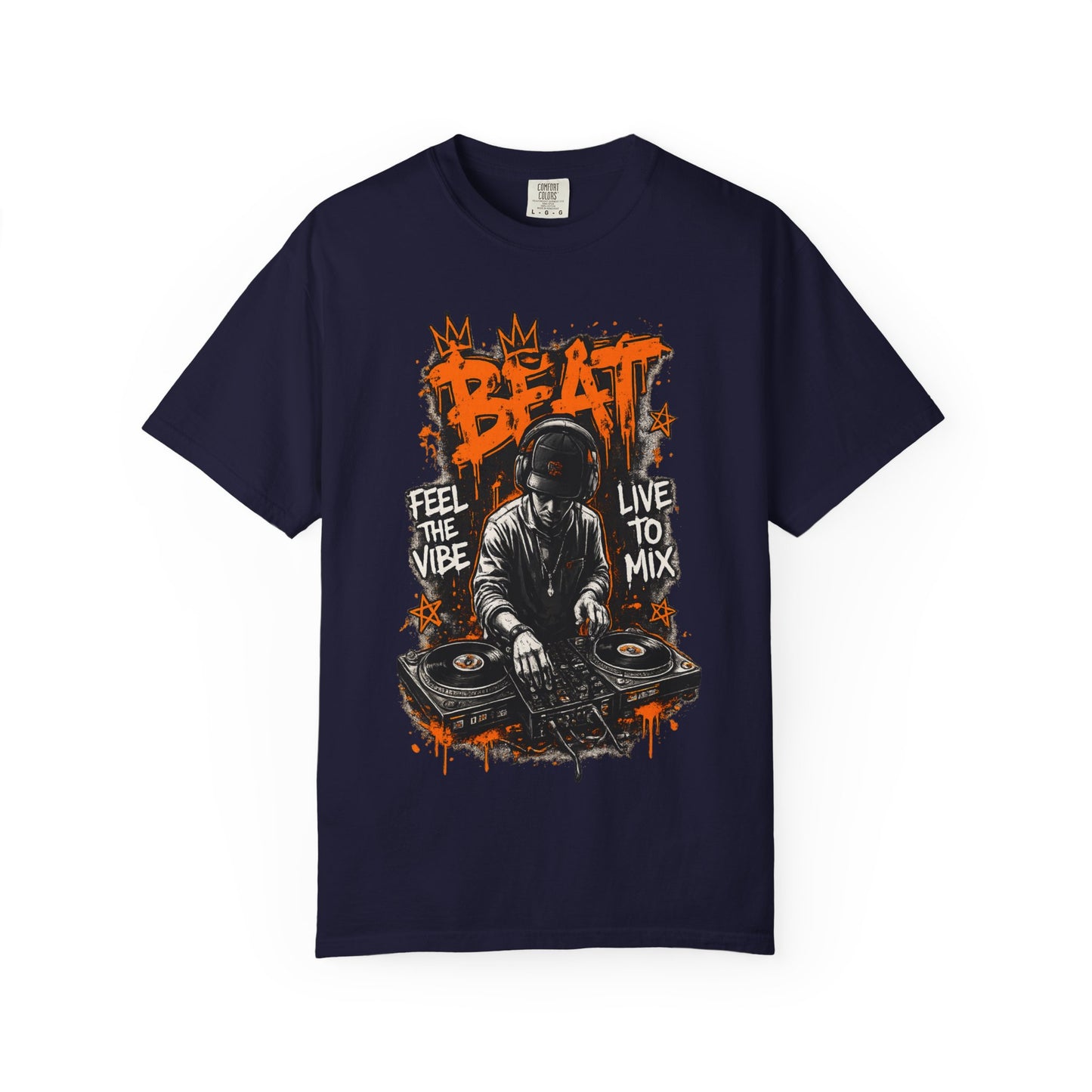 DJ Graffiti Tee – "Beat: Feel the Vibe, Live to Mix" Music Producer T-Shirt
