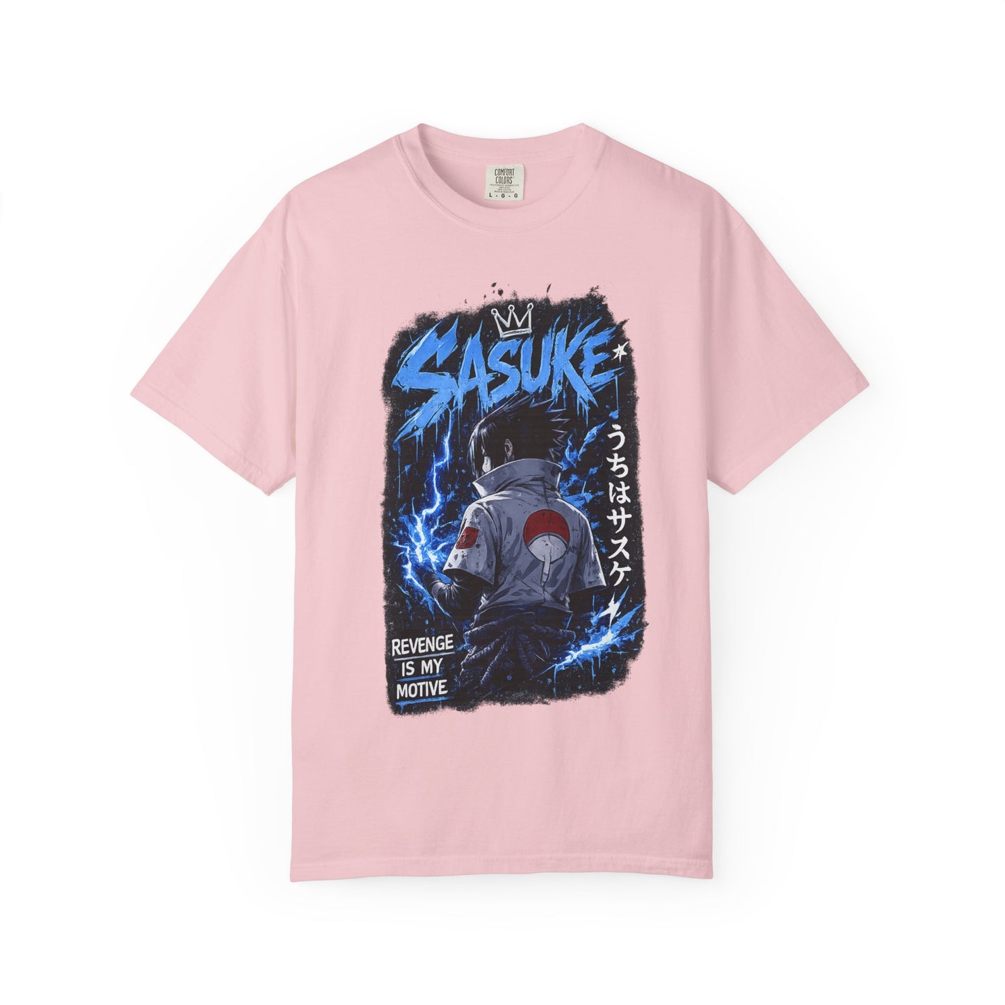 Sasuke Lightning Graphic T-Shirt — "Revenge Is My Motive" Anime Tee