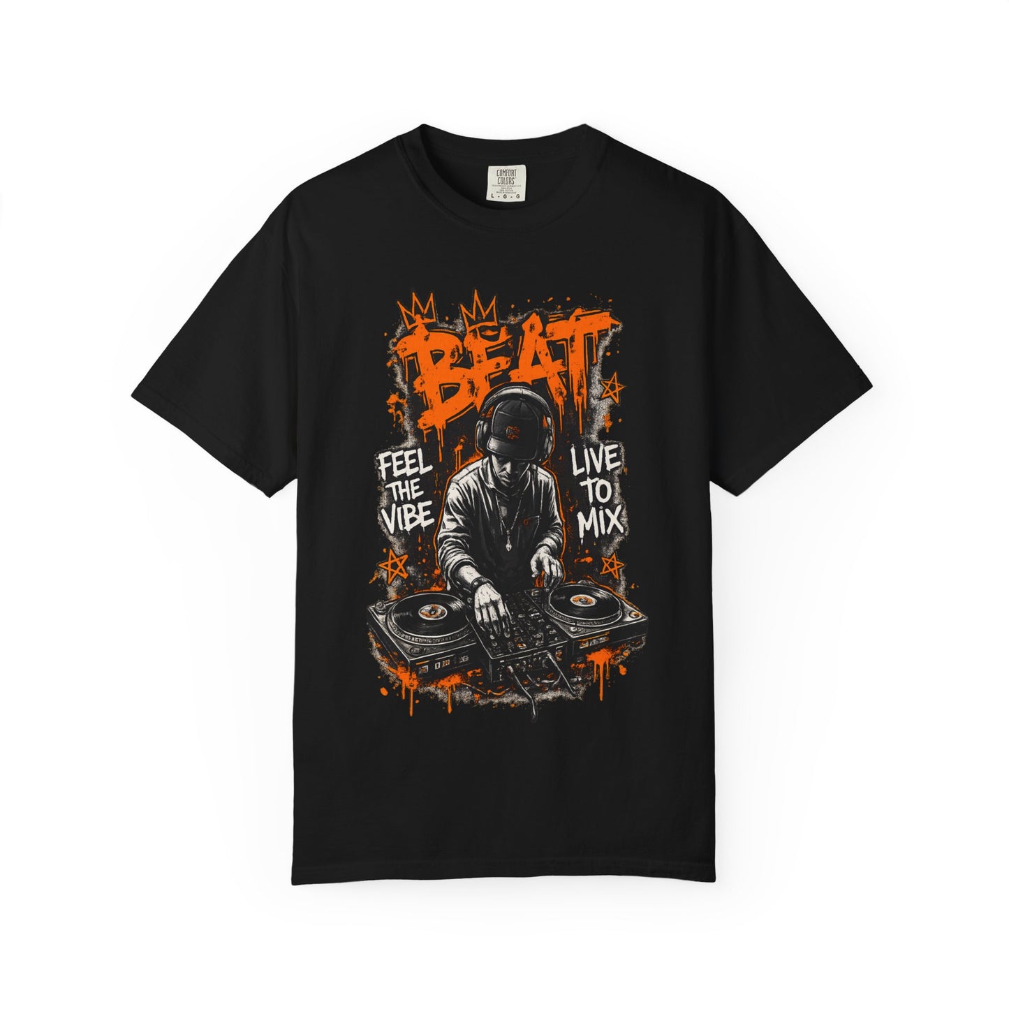 DJ Graffiti Tee – "Beat: Feel the Vibe, Live to Mix" Music Producer T-Shirt