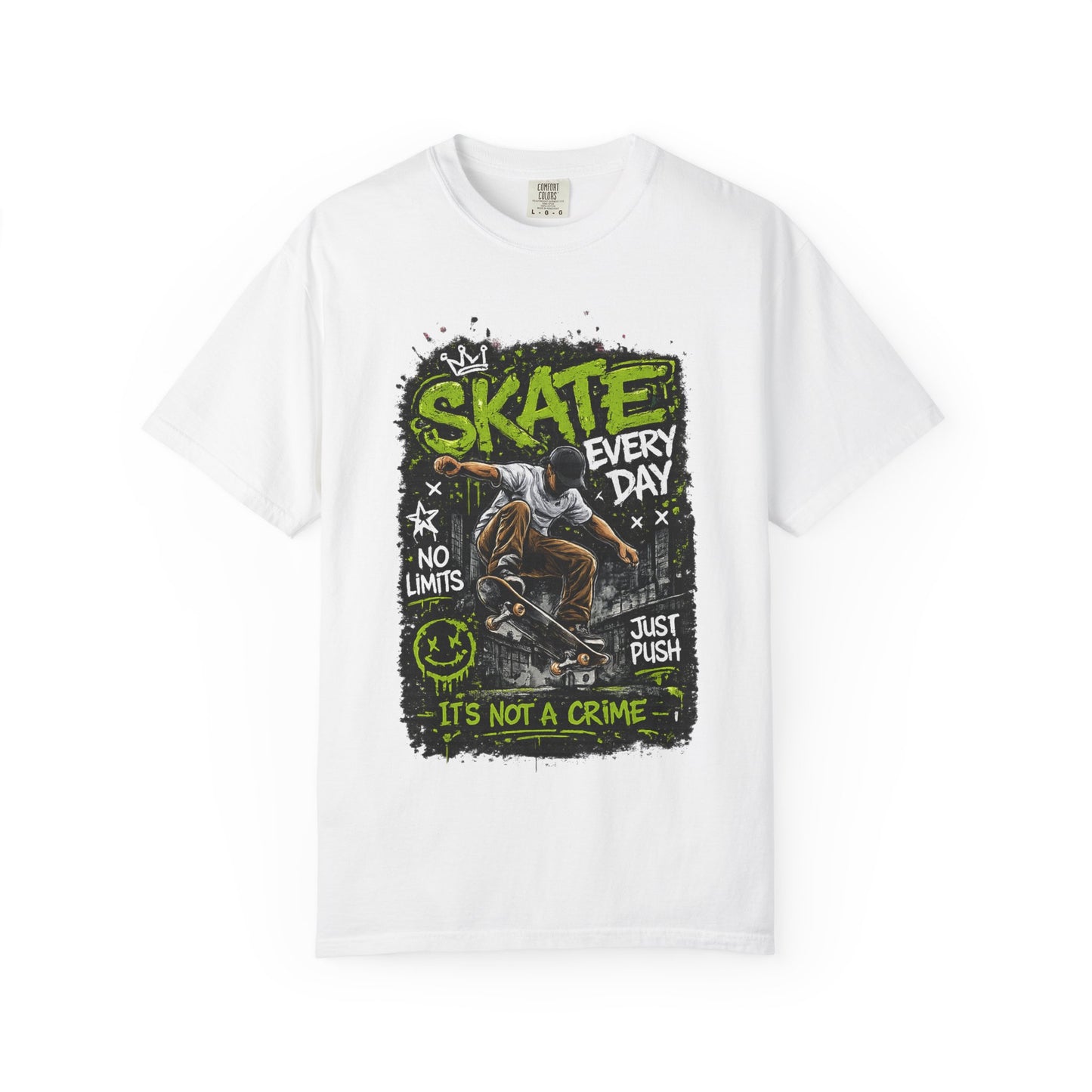 Skate Every Day Graphic T-Shirt — "It's Not a Crime" Skateboard Tee