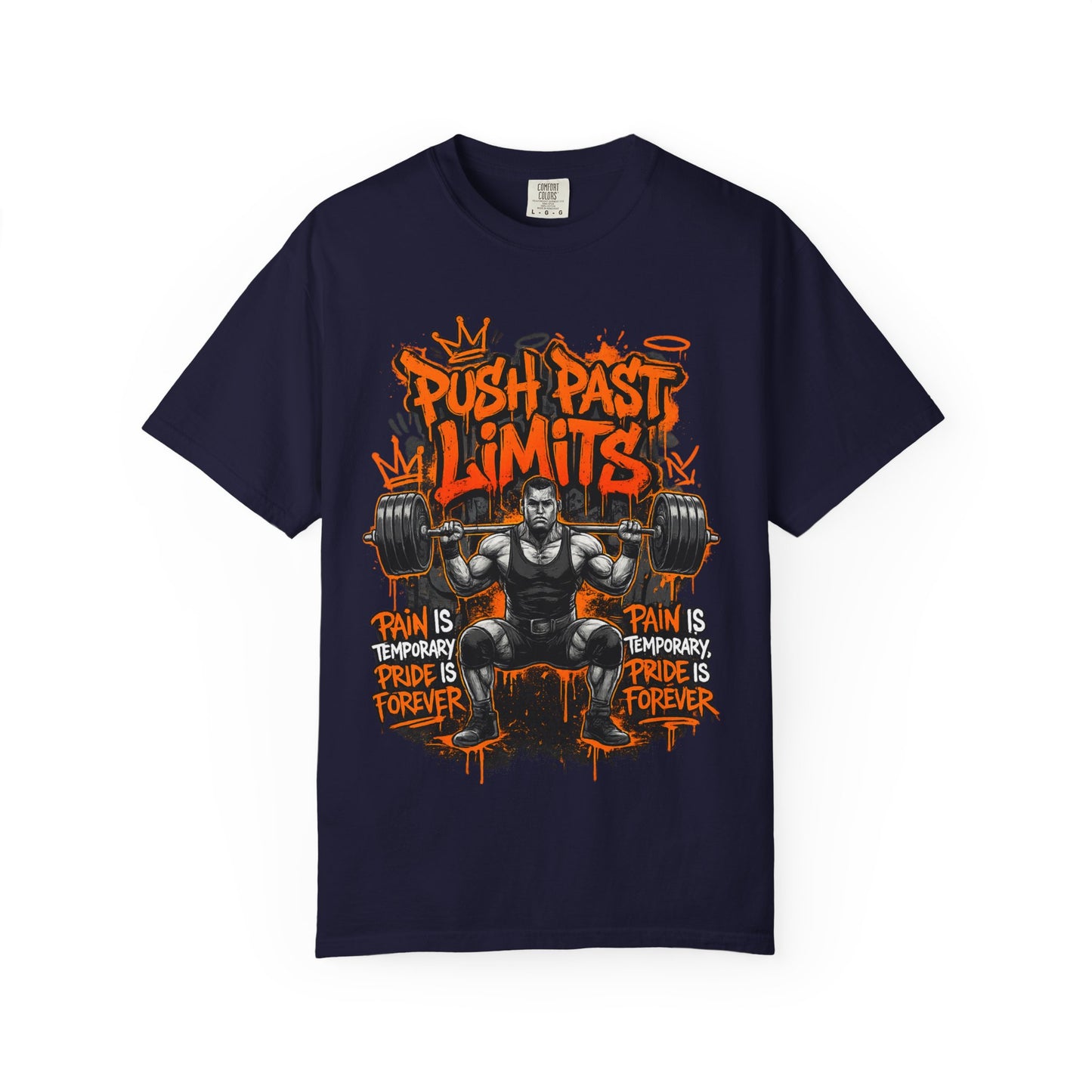 Push Past Limits weightlifting graphic tee | Motivational gym shirt