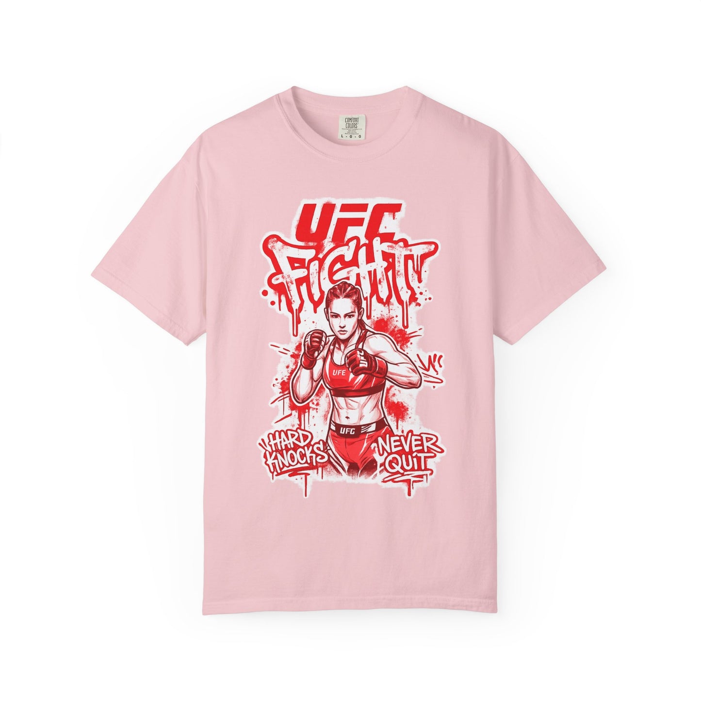 UFC Fight Graphic T-Shirt — "Hard Knocks Never Quit" MMA Fighter Tee