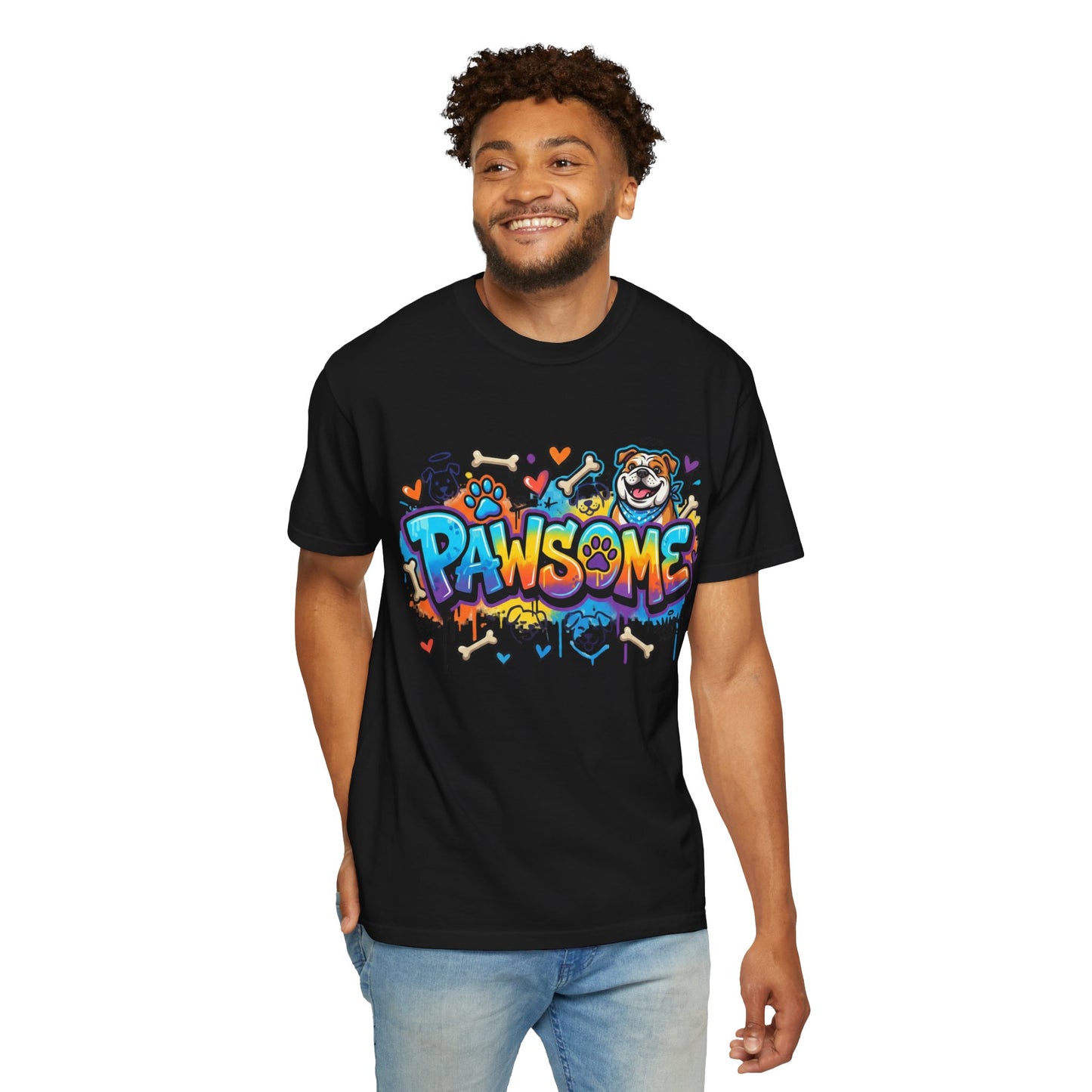 Pawsome Graffiti Dog T-Shirt — Colorful Pet Lover Tee