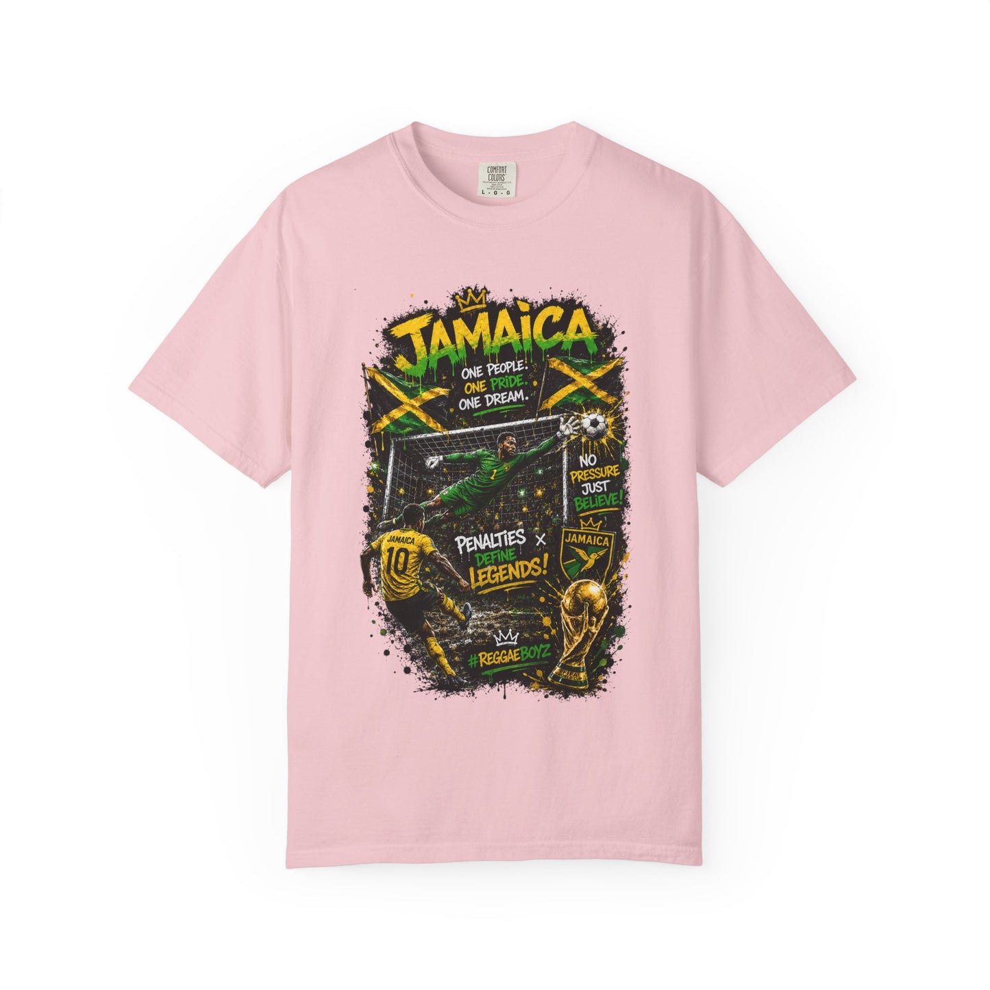 Jamaica Football Soccer Poster T-Shirt | Reggae Pride, Flag Colors