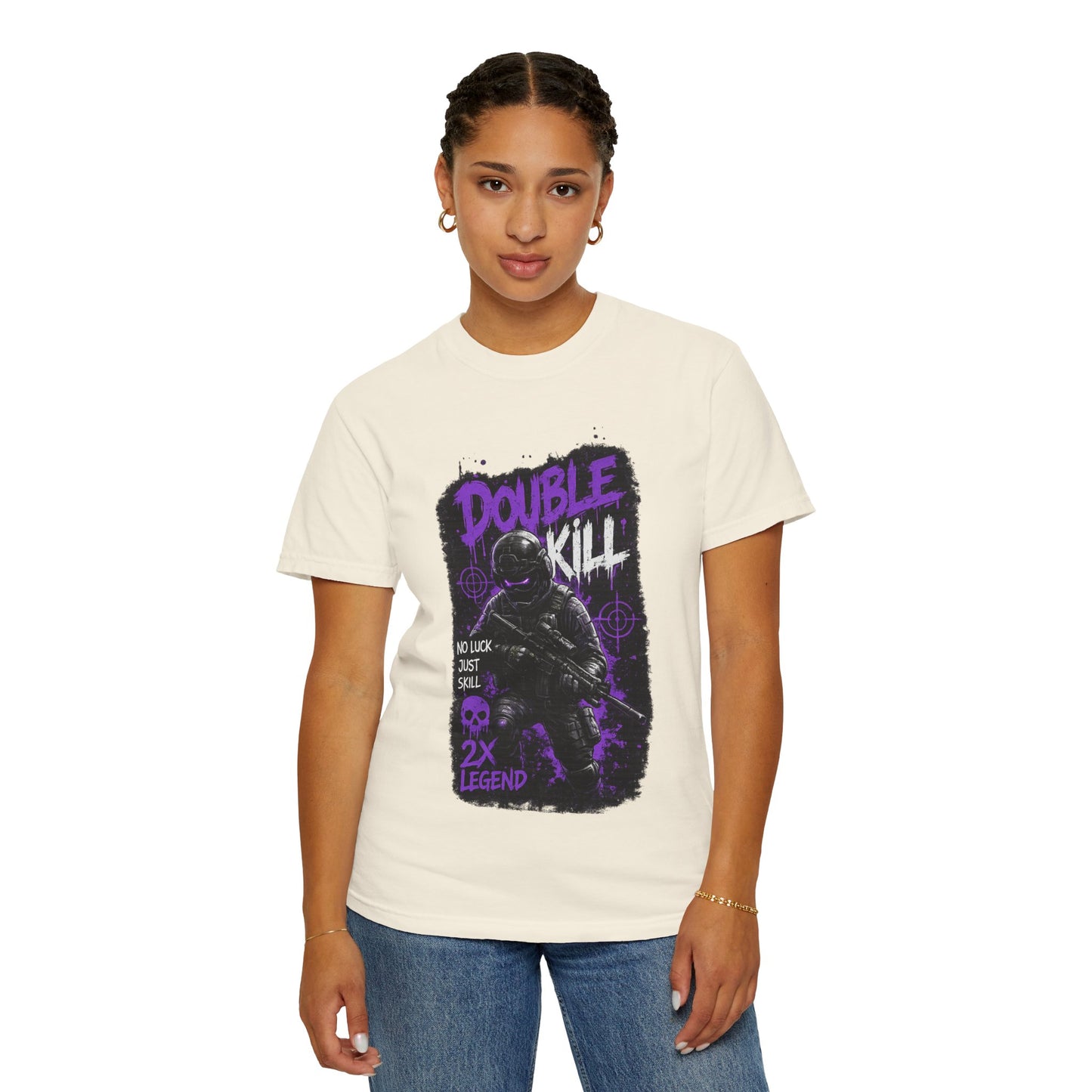 Double Kill Gamer T-Shirt — Retro Neon FPS Graphic Tee