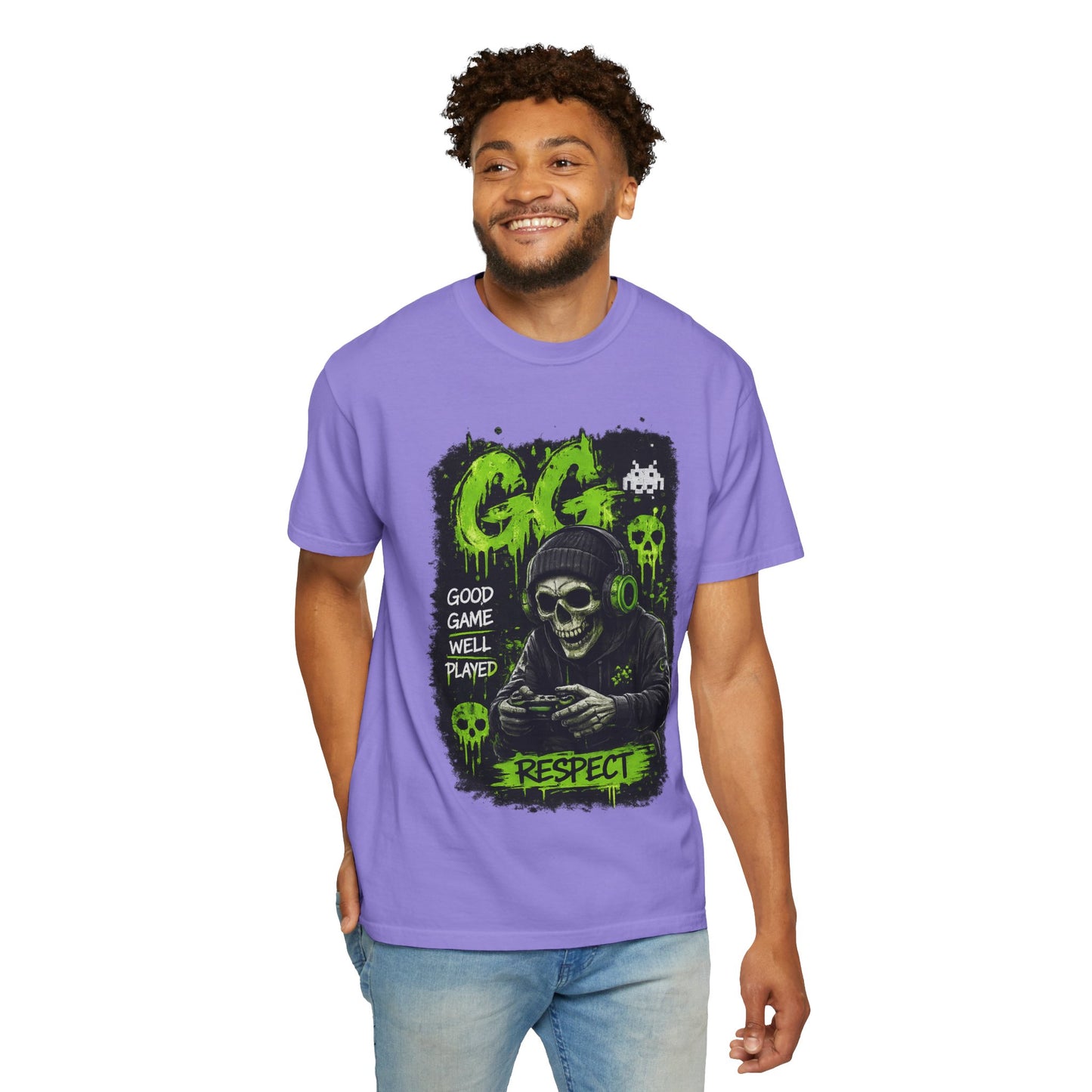 GG Respect Skull Gaming T-Shirt — "Good Game, Well Played" Graphic Tee