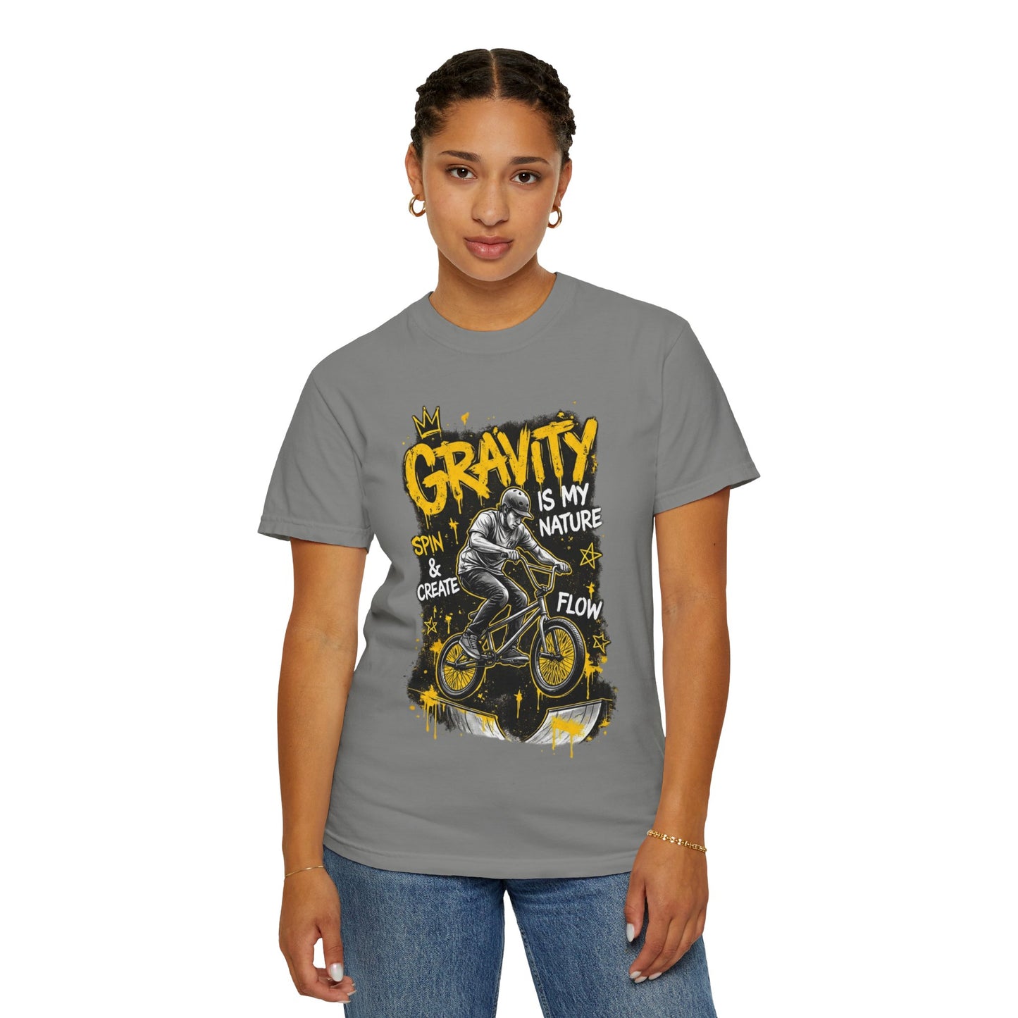 Gravity Is My Nature BMX T-Shirt — Spin, Create & Flow Graphic Tee
