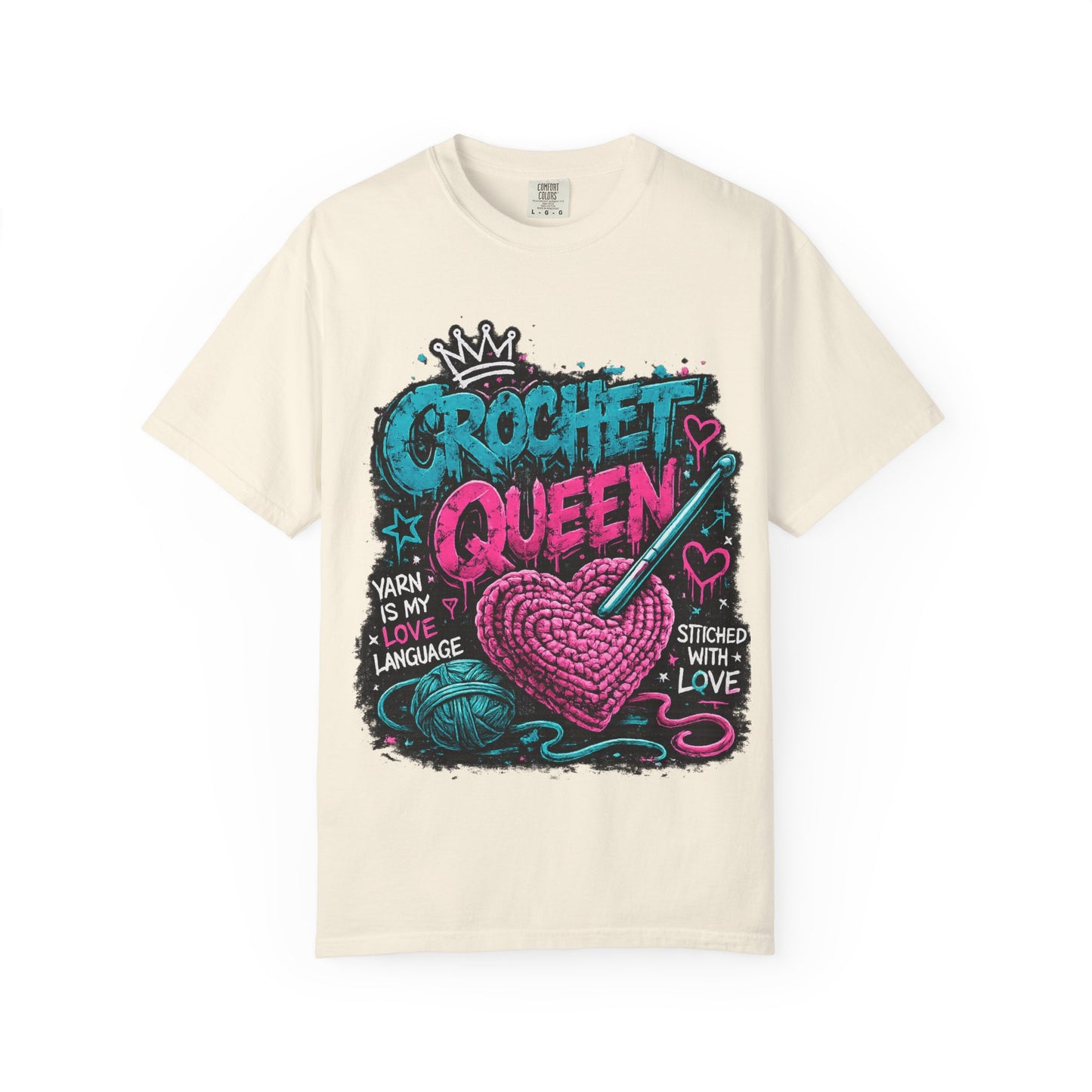 Crochet Queen T-Shirt — 'Yarn is My Love Language' Graphic Tee for Crafters