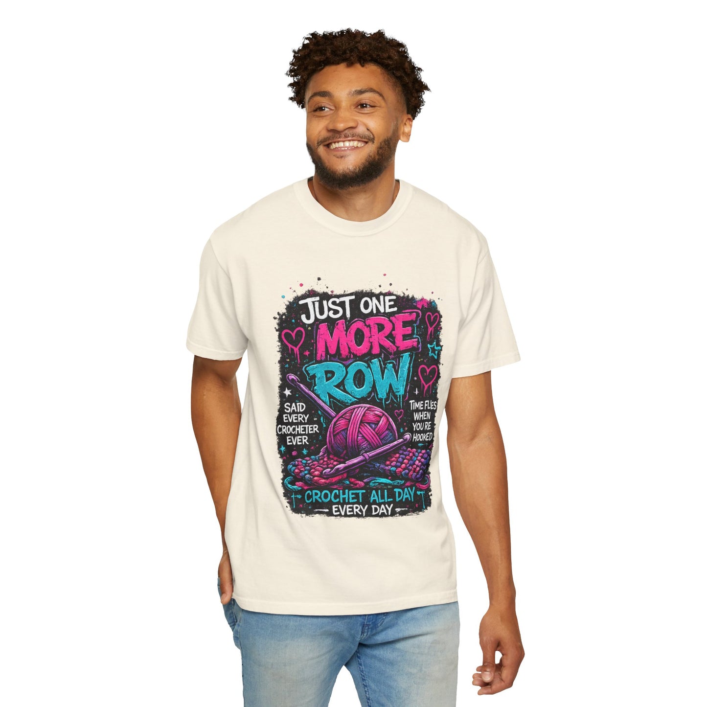 Crochet T‑Shirt — "Just One More Row" Yarn Lover Tee