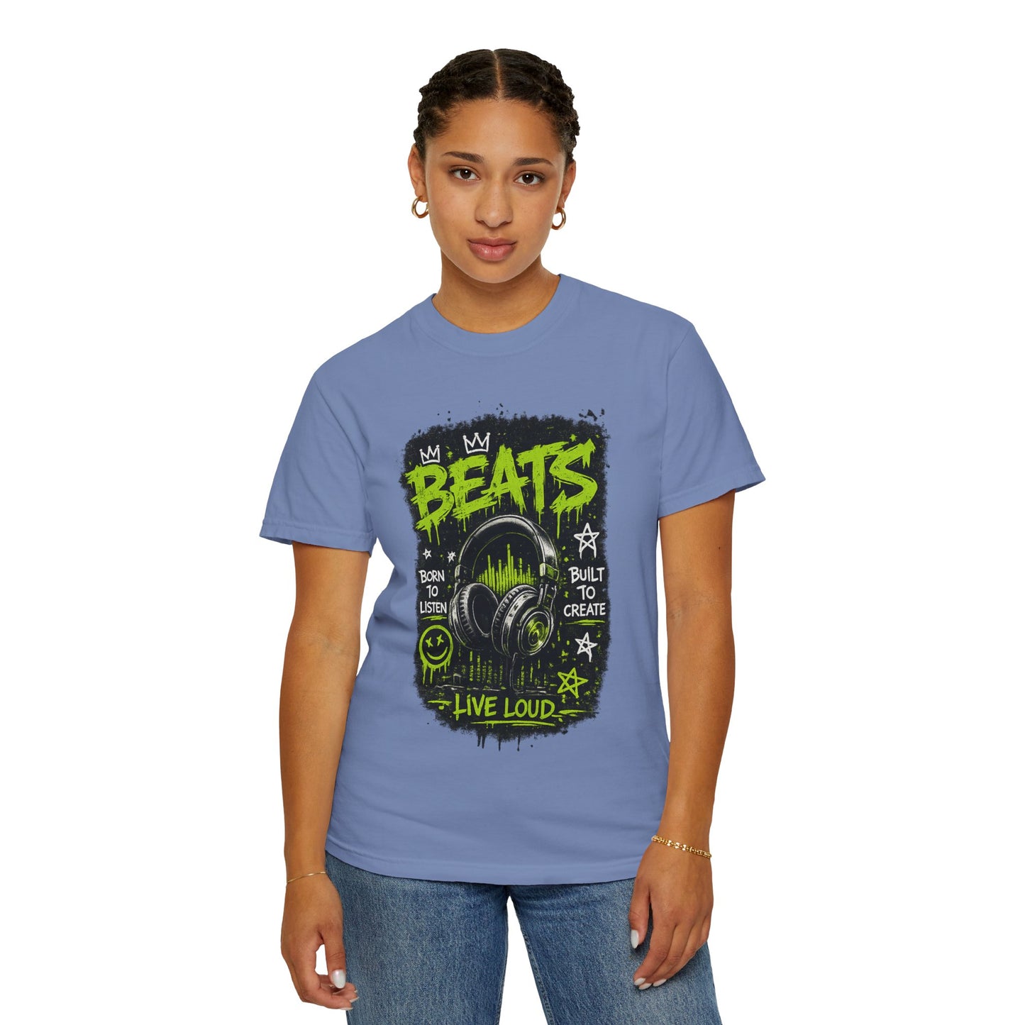 Beats Headphones Live Loud T-shirt | Music Graphic Tee, Neon Green