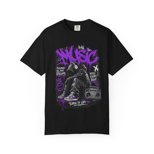 Music Graffiti Streetwear T-Shirt | Hip Hop Boombox Illustration