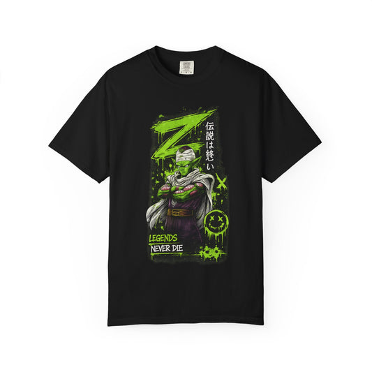 Dragon Warrior Graphic T-Shirt — "Legends Never Die" Neon Green Anime Design
